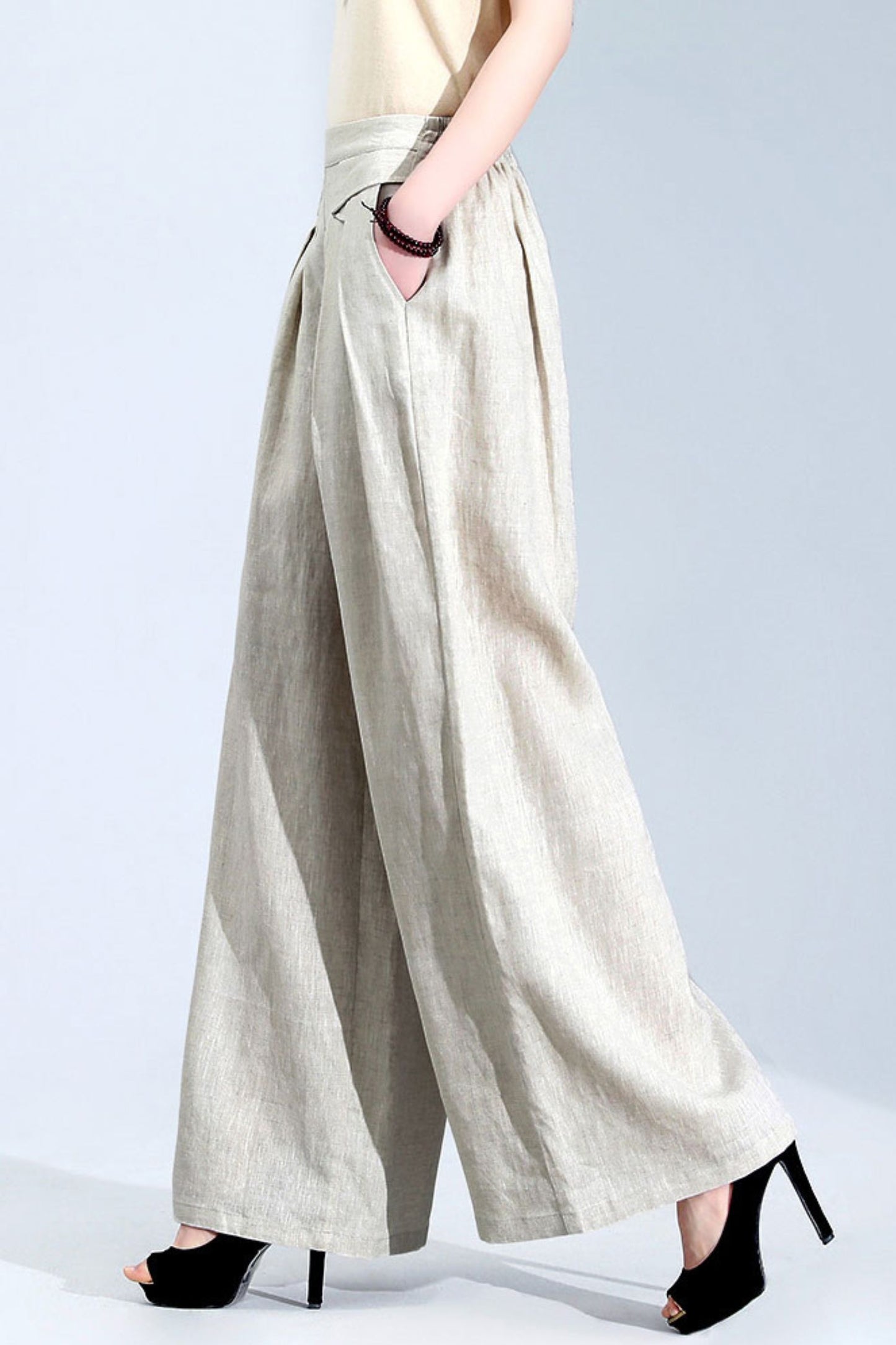 Wide leg Linen Loose Casual Spring pants C2418