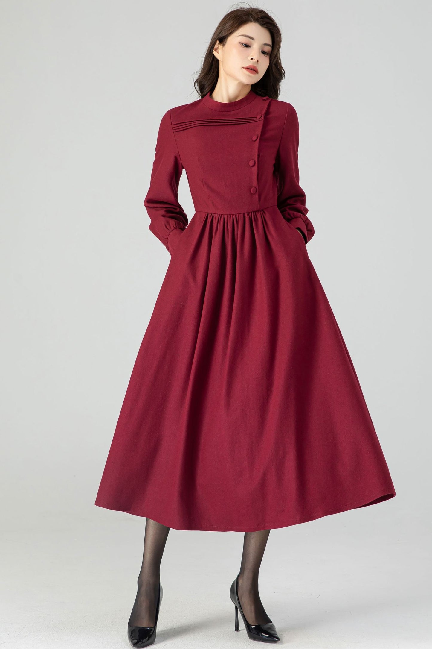 Burgundy Fit and Flare Dress C3608 -Size XS us0 #CK2301041