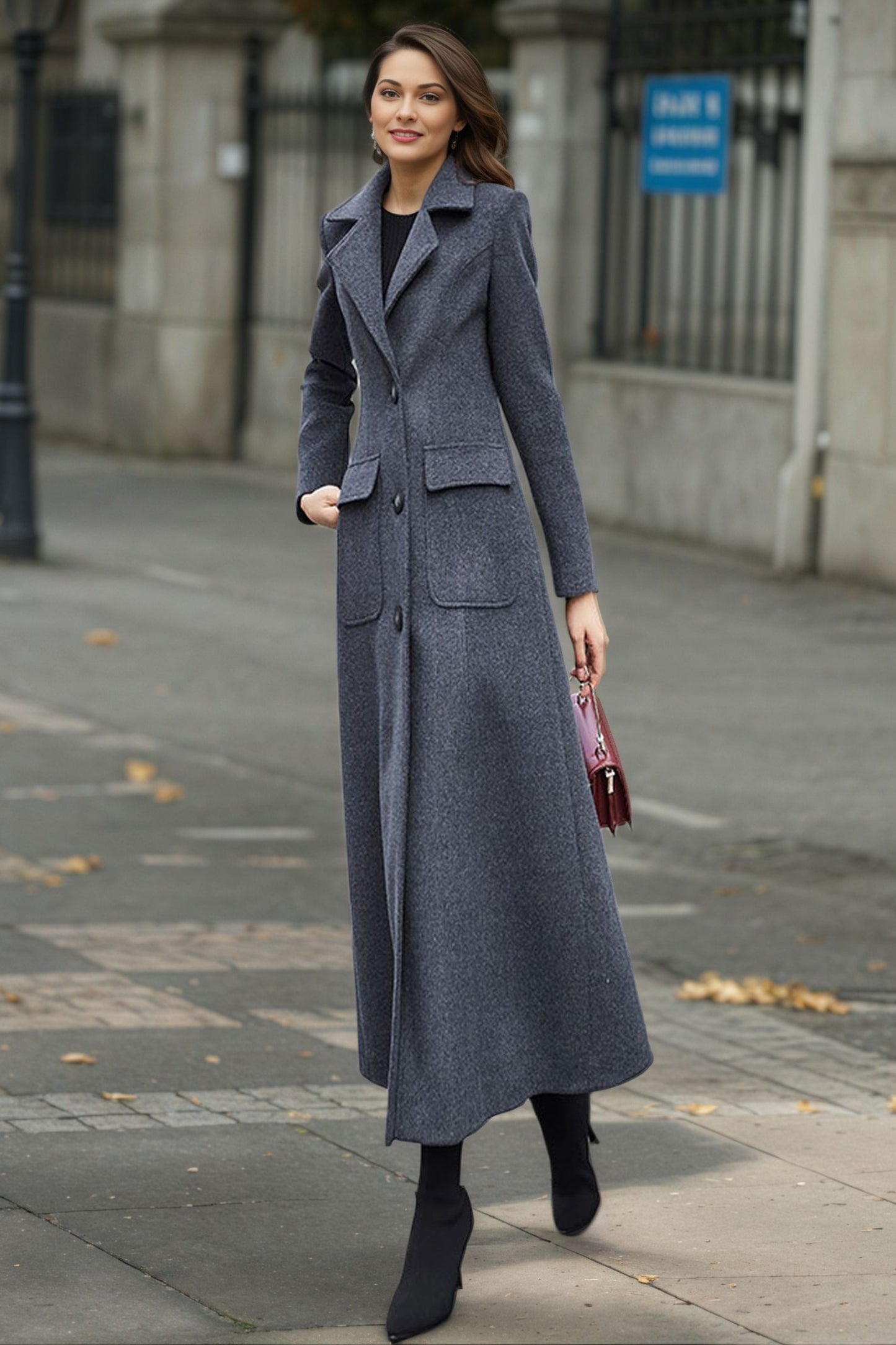Winter warm long trench wool coat C4950
