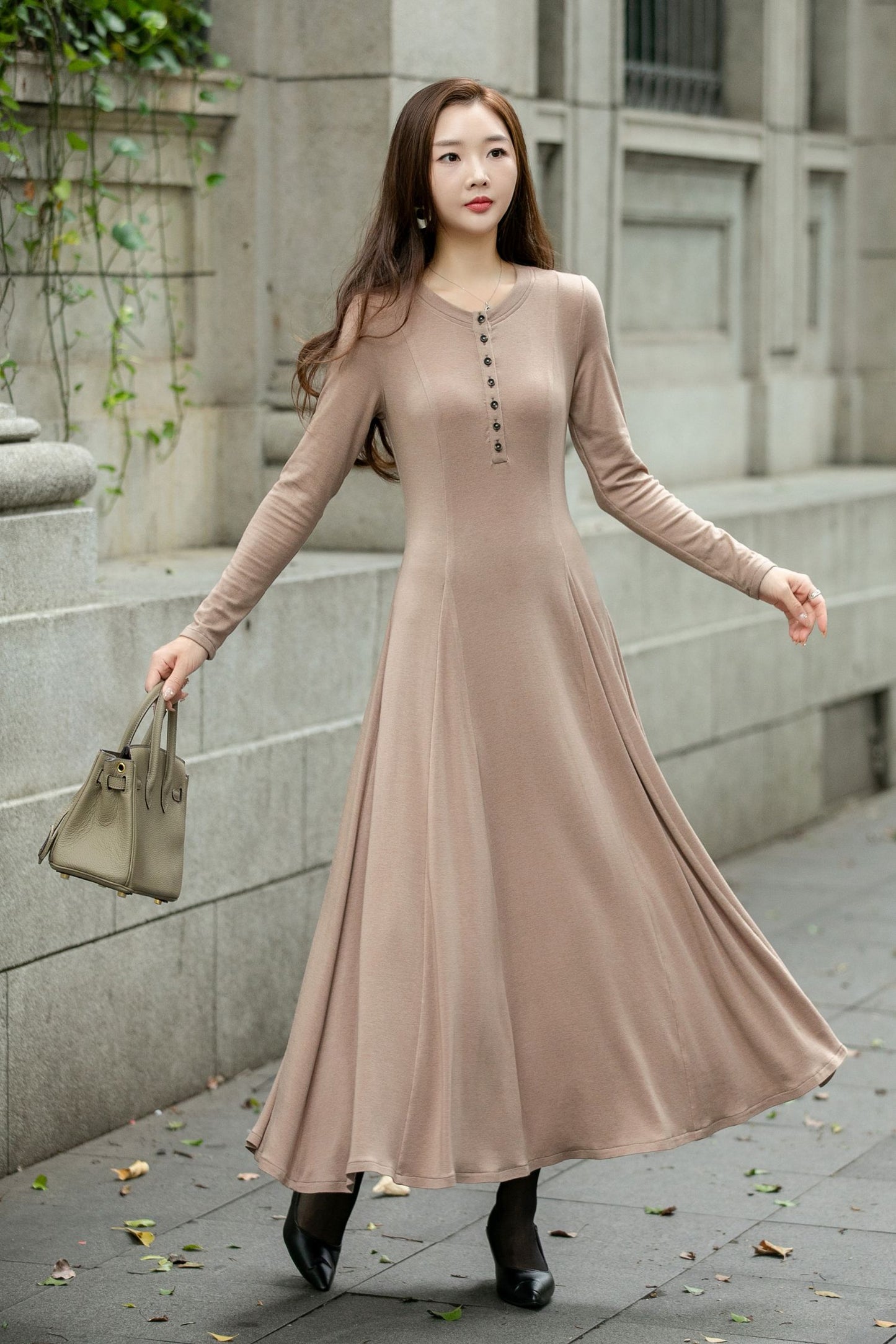 Swing elegant autumn knit dress C4507