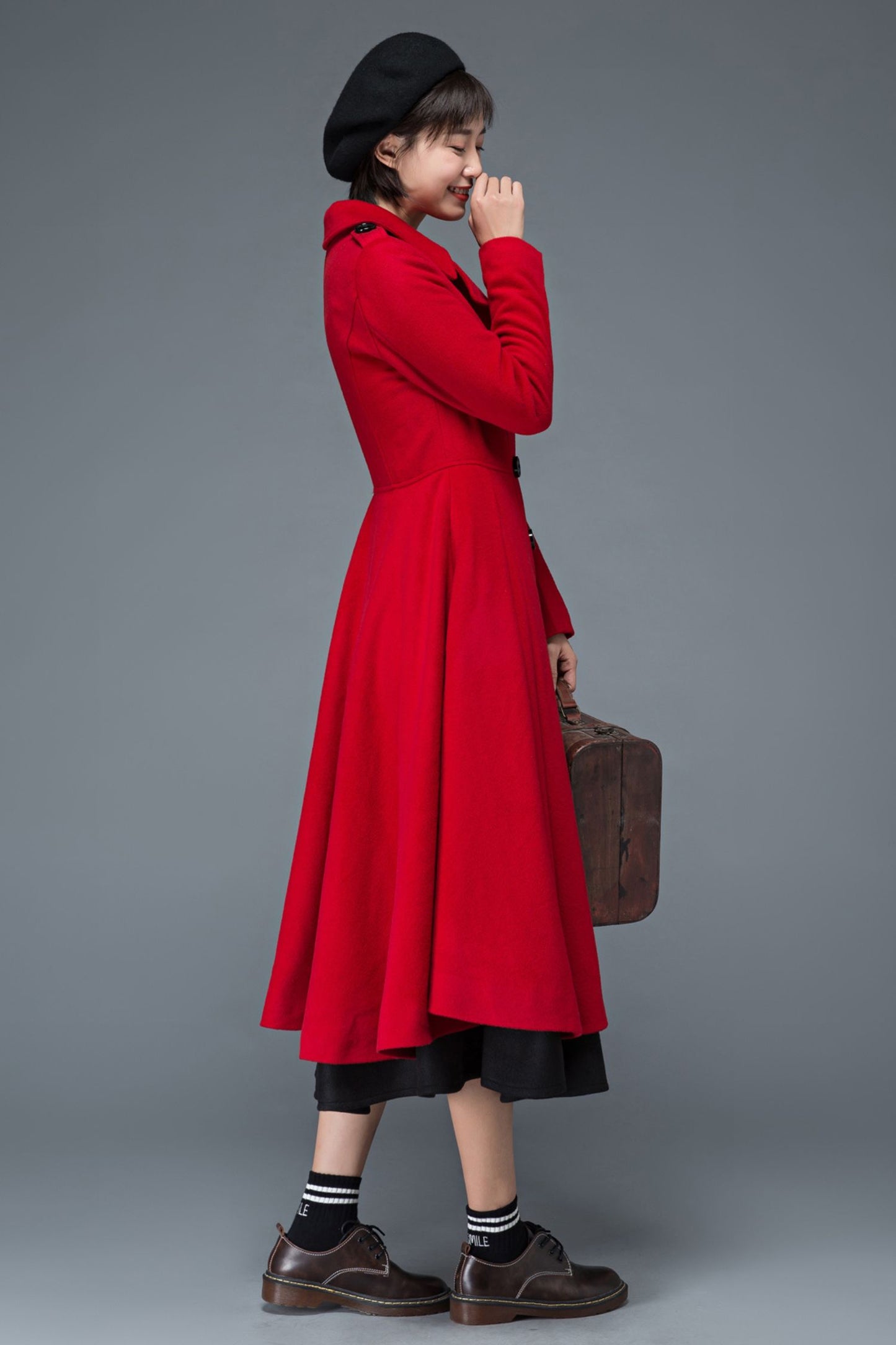 Fit and flare princess winter wool coat C1199
