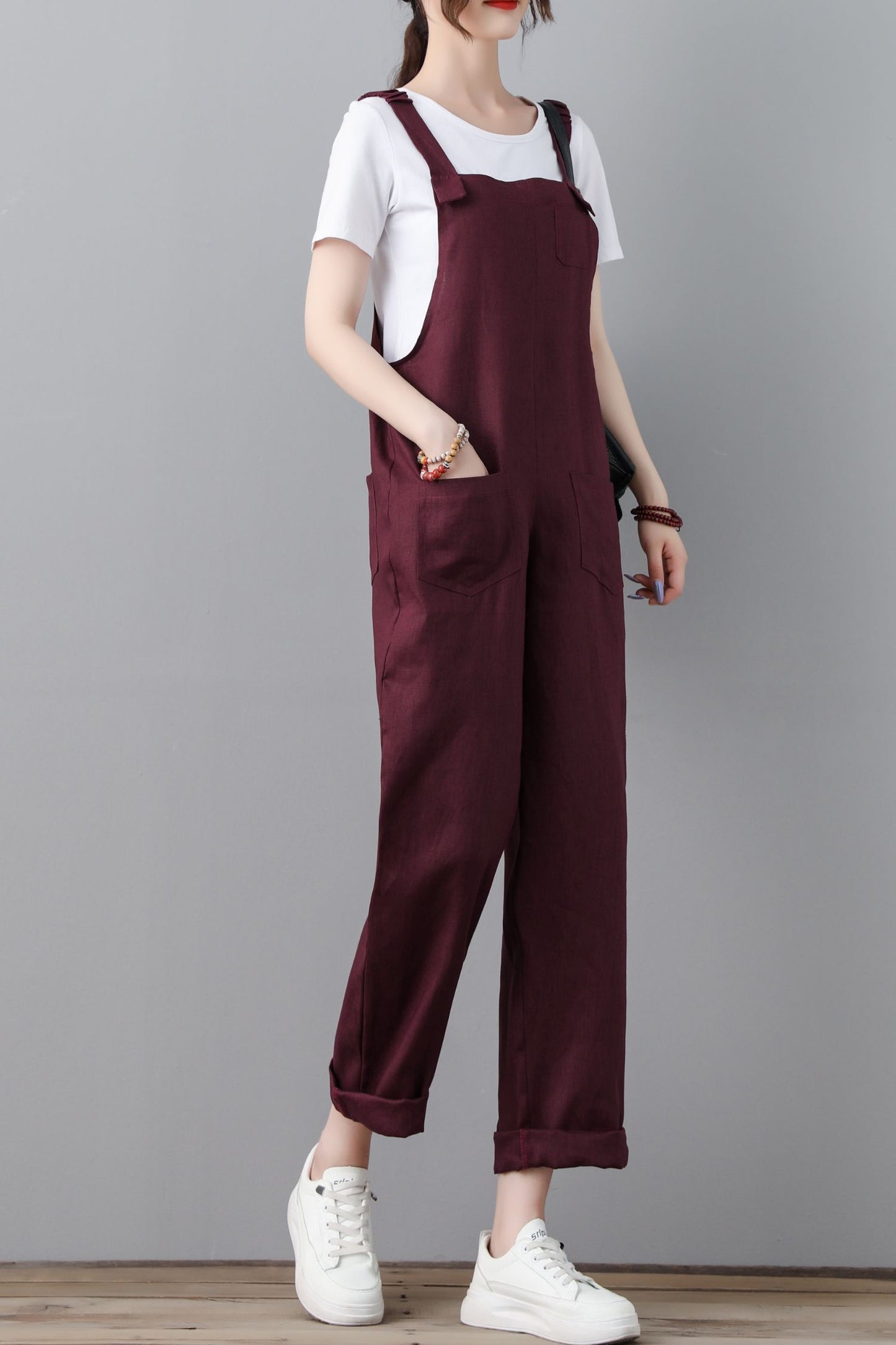 Burgundy spring plus size jumpsuits C2308
