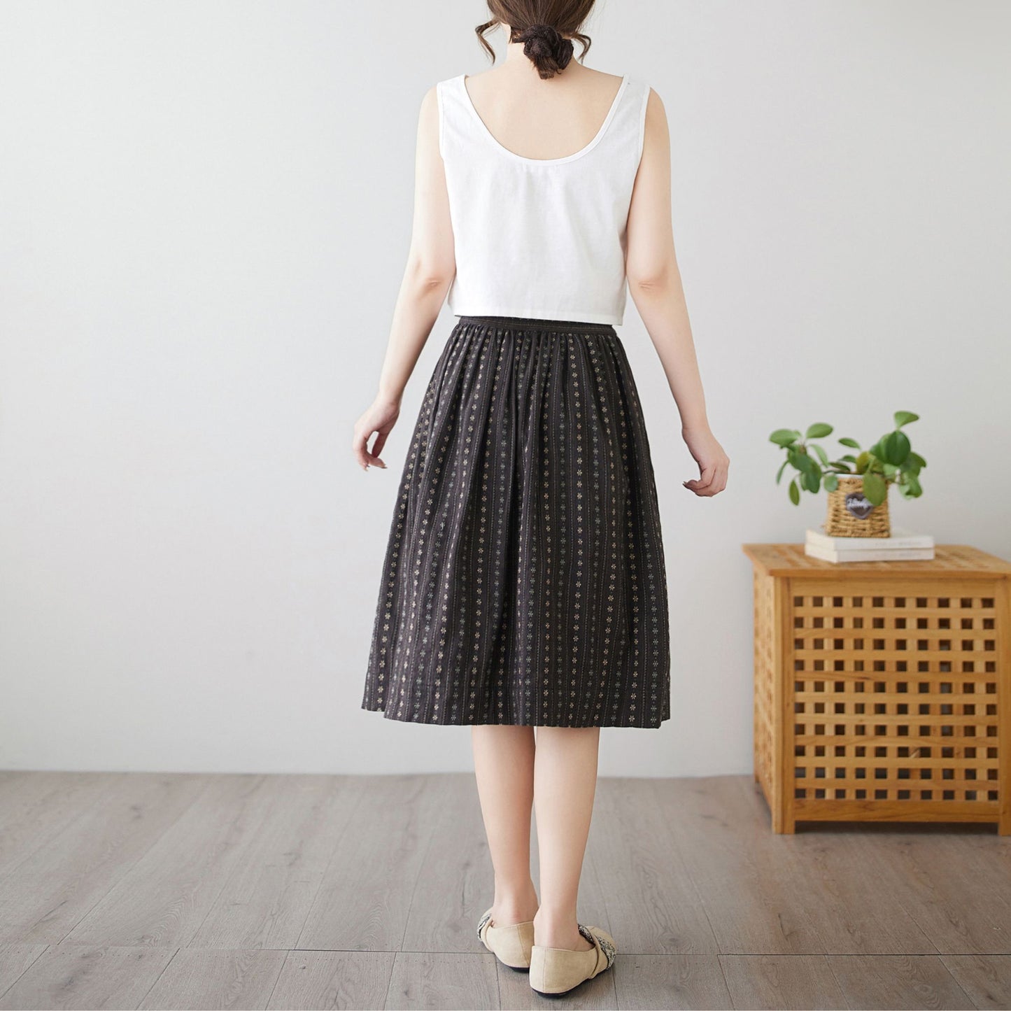 Summer Women's Cotton midi skirt c4894