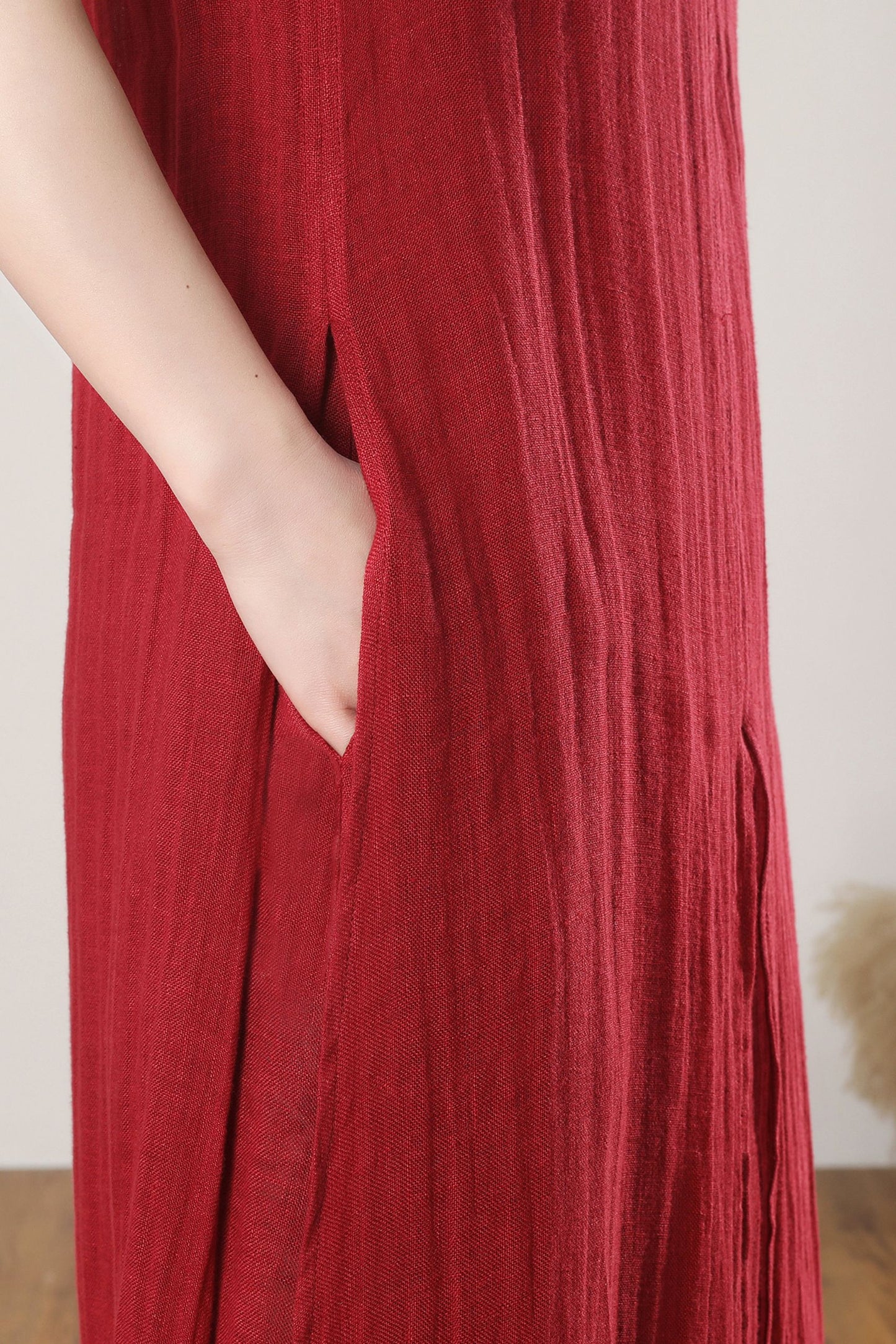 Maxi summer loose fit Linen dress for women c4776