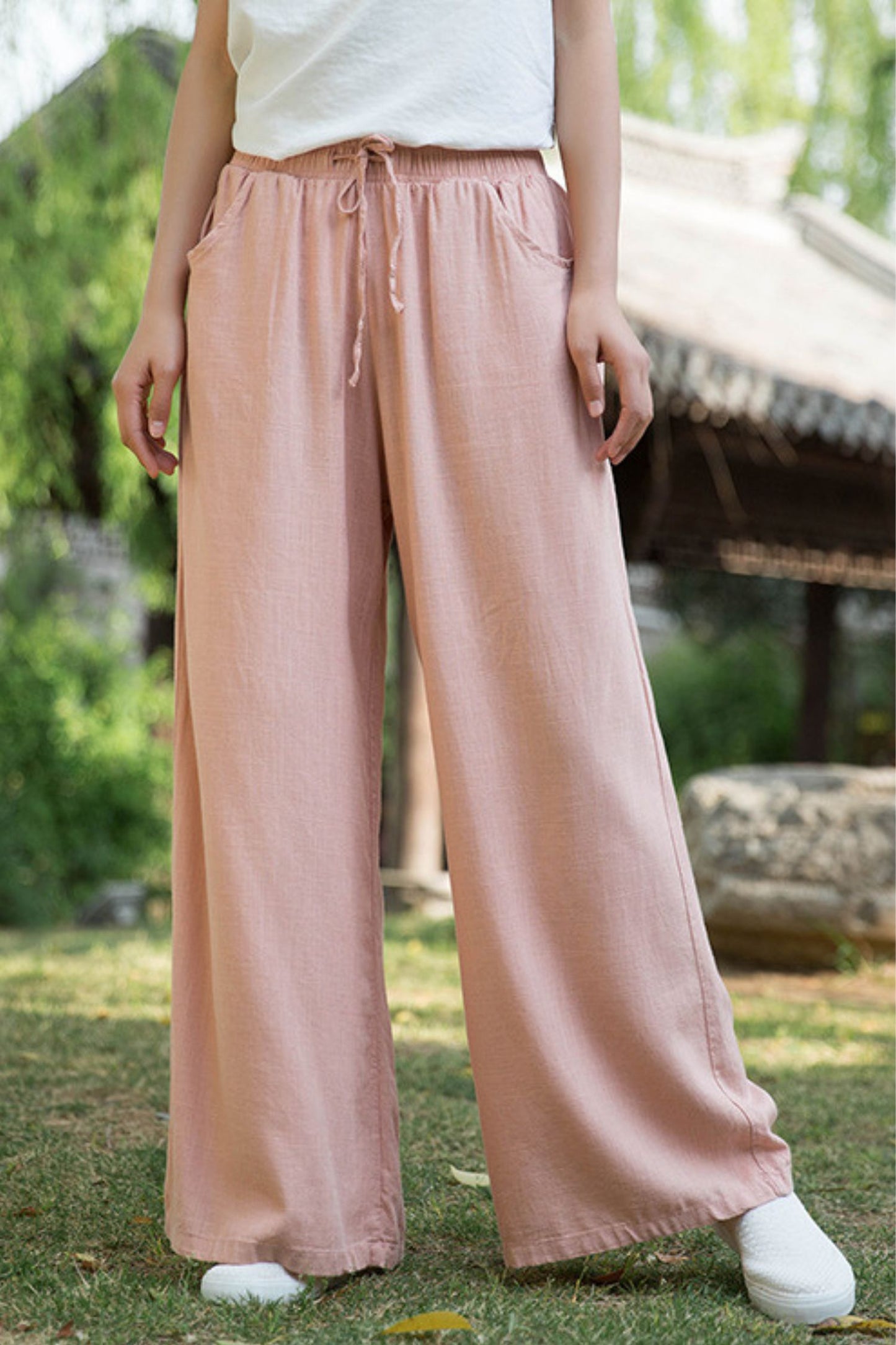 spring and summer cotton and linen wide-legged pants TT0019