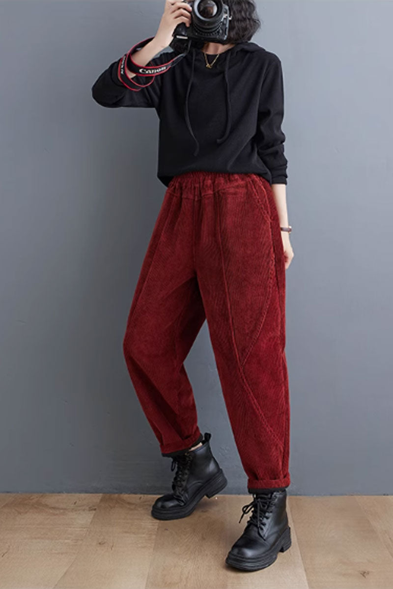 Plus size corduroy pants for women C3817