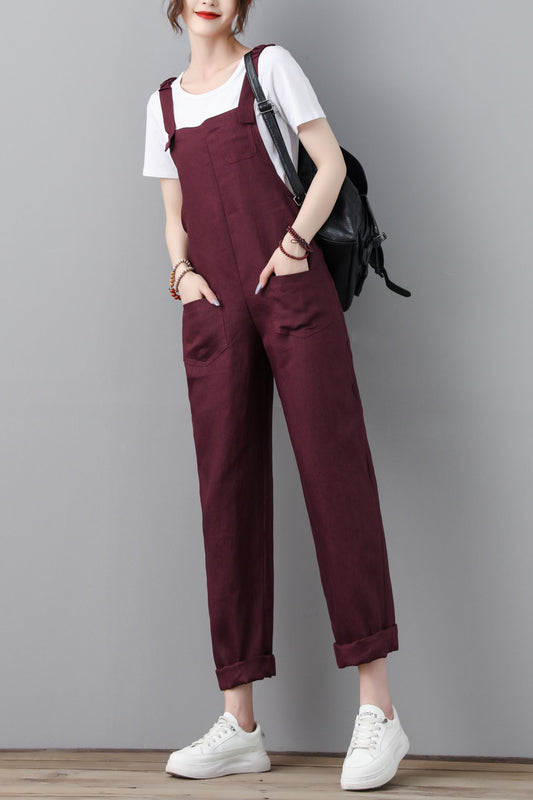 Burgundy spring plus size jumpsuits C2308