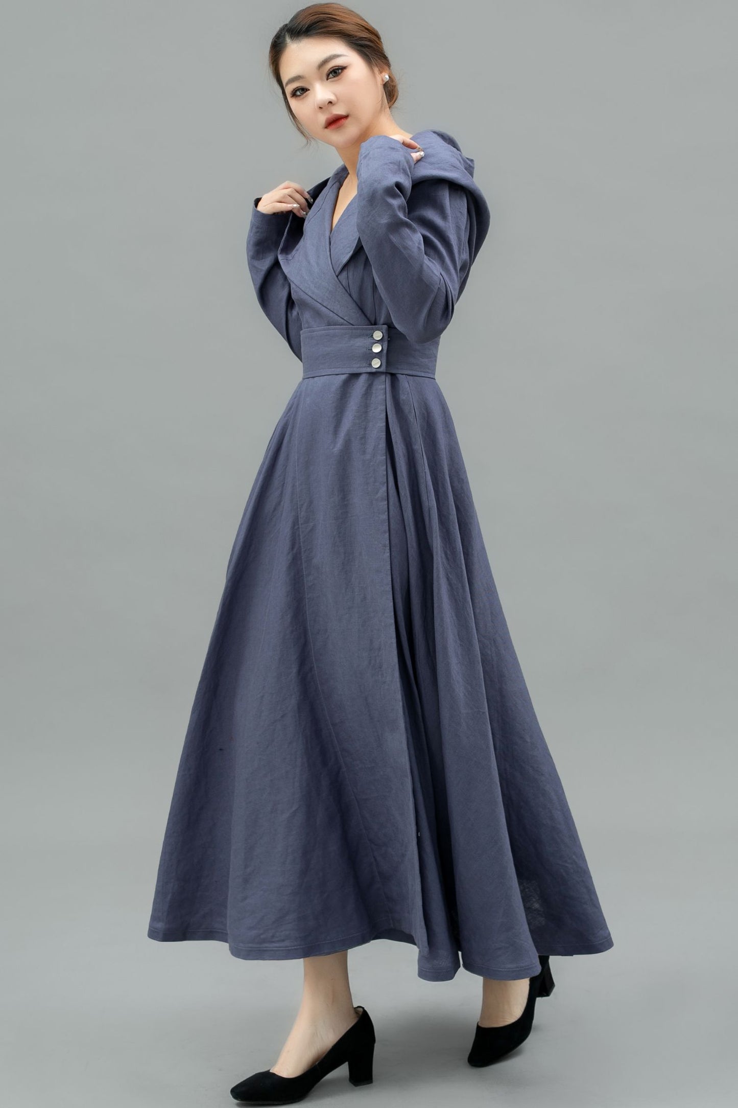 Elegant Hooded Long Linen jackets C4744