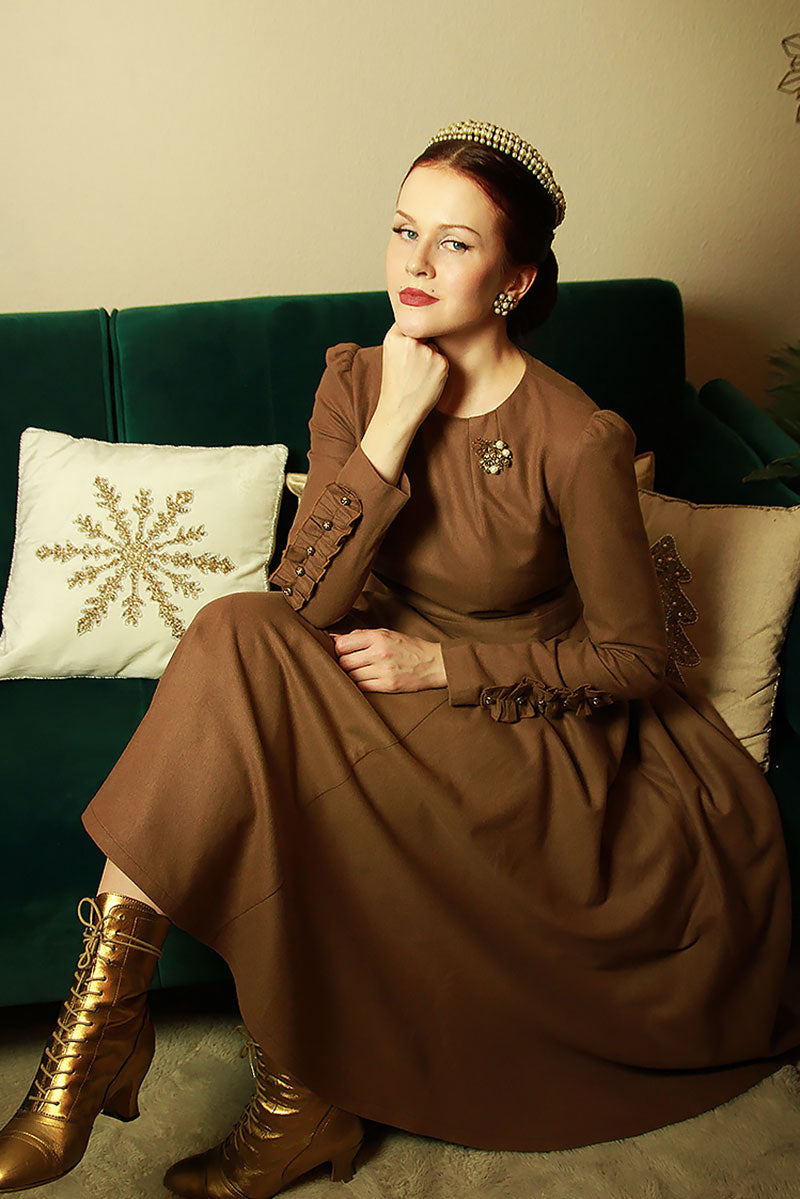 Wool Dress, Winter Dress Women, Fit and Flare Dress C3839