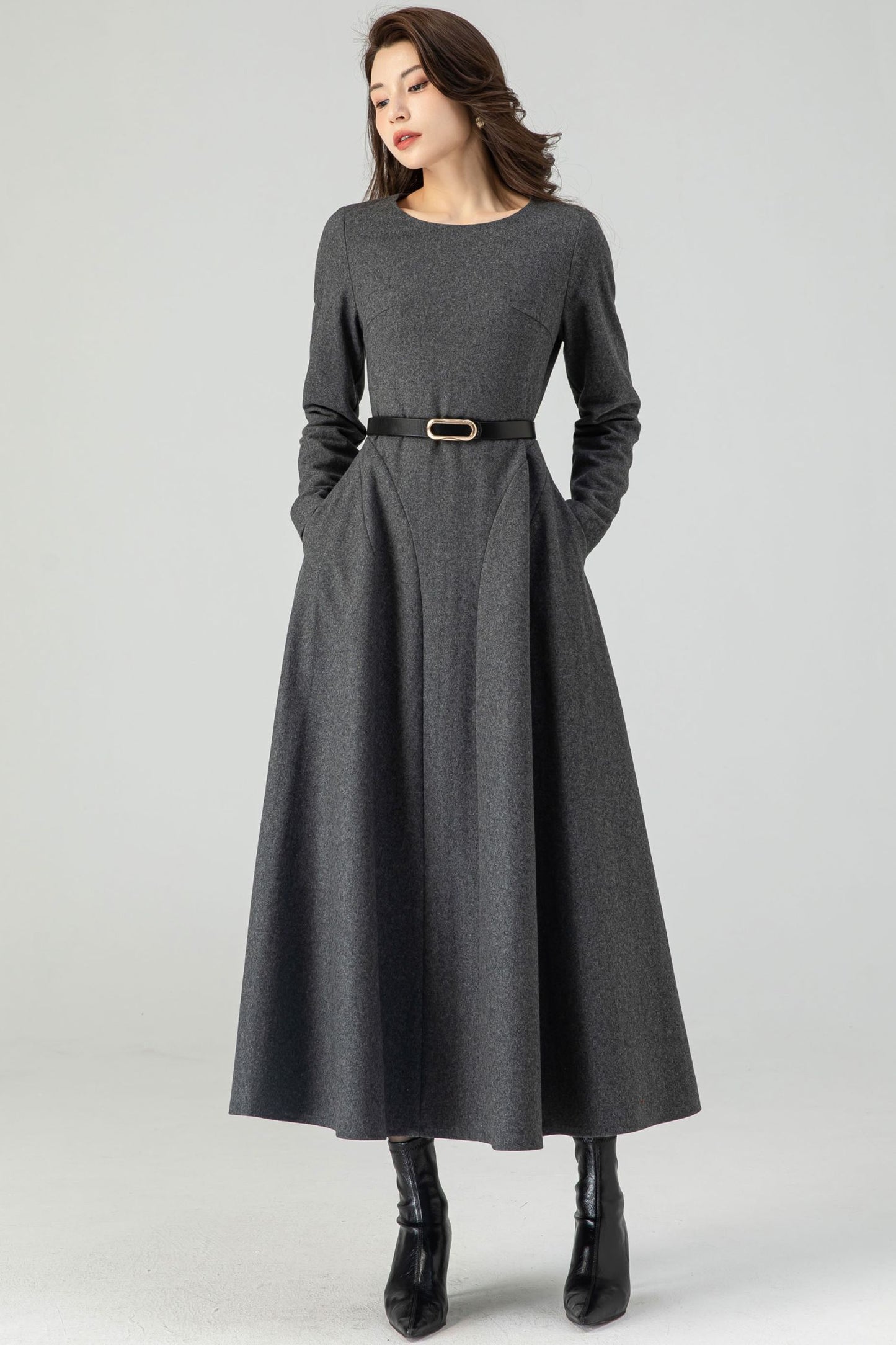 Winter Wool Gray Dress C3612-Size XS US0 #CK2301133