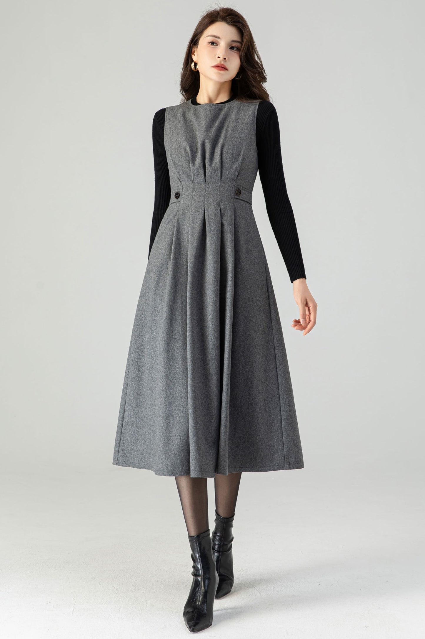 Womens Winter Midi Wool Dress C3618-Size XS US2 #CK2301268