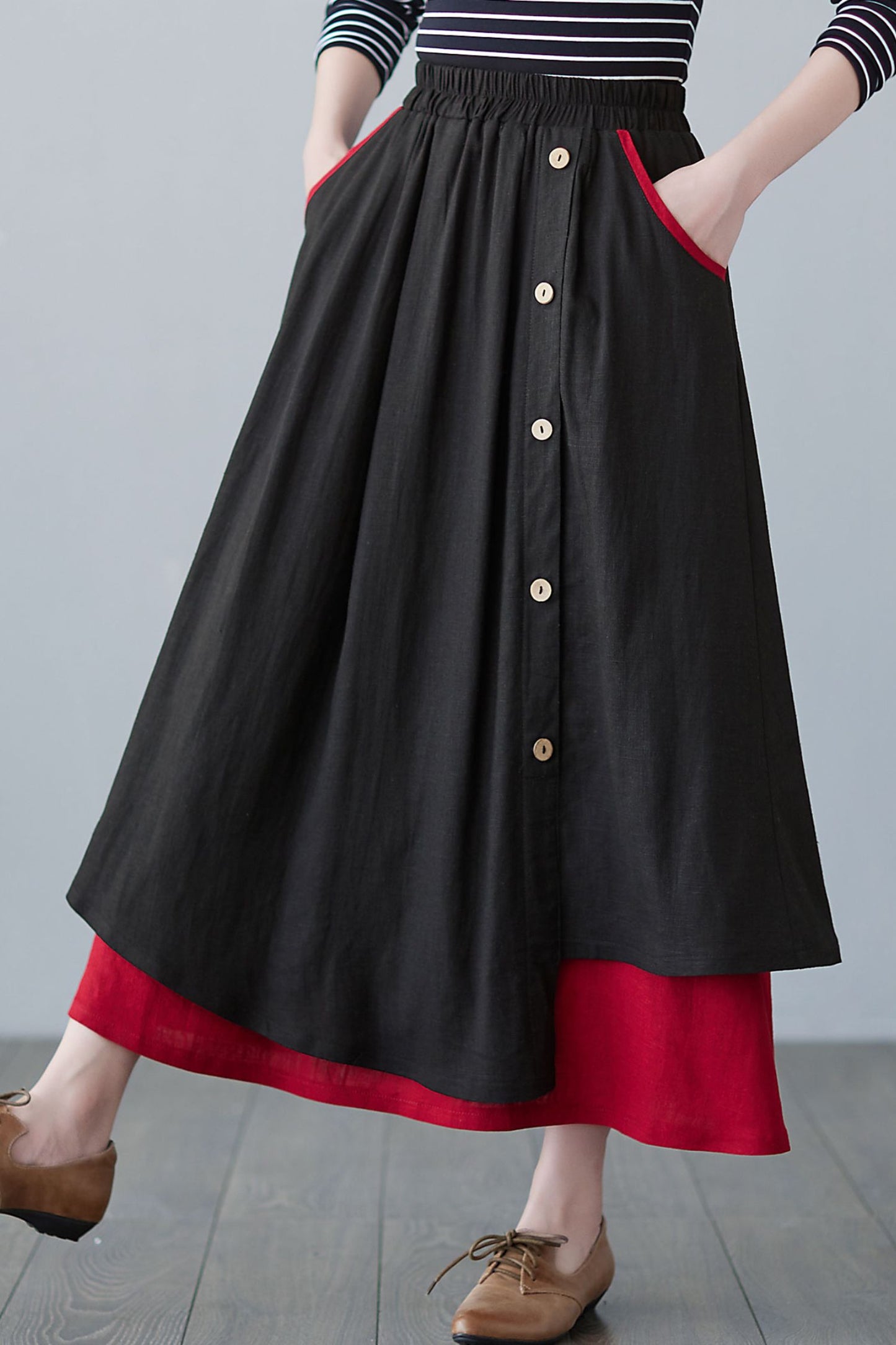 Long Linen skirt Women, Spring A Line Maxi Skirt C2496