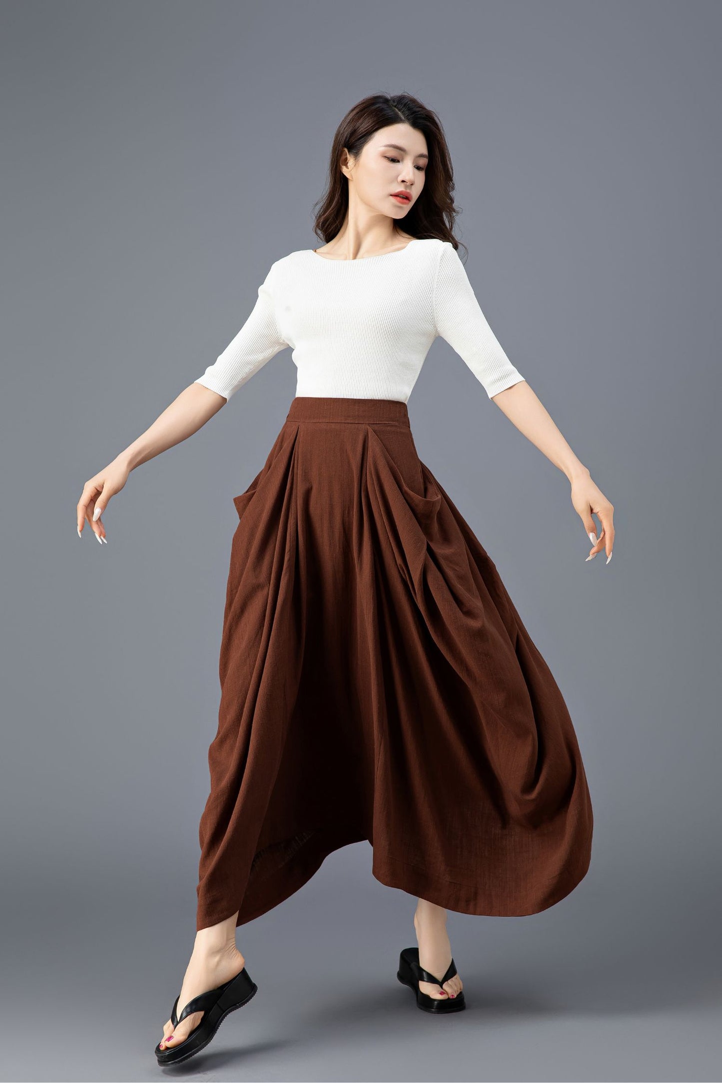 Women's Asymmetrical Casual Linen Skirt C3918