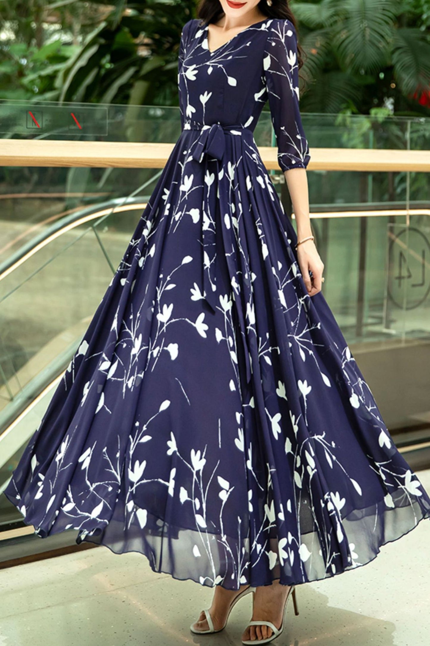 women chiffon floral dress C3976