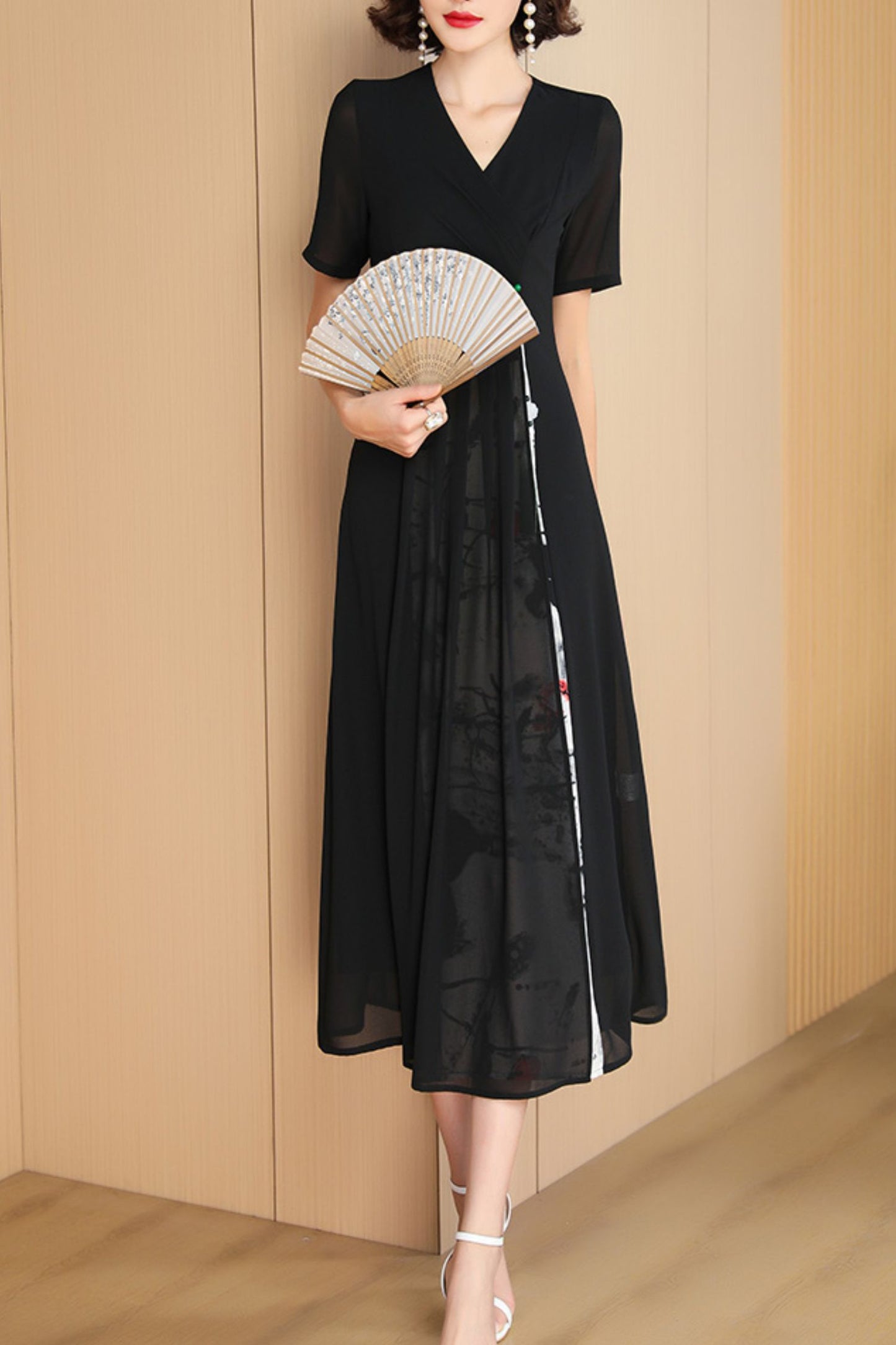 black summer new long dress C4075