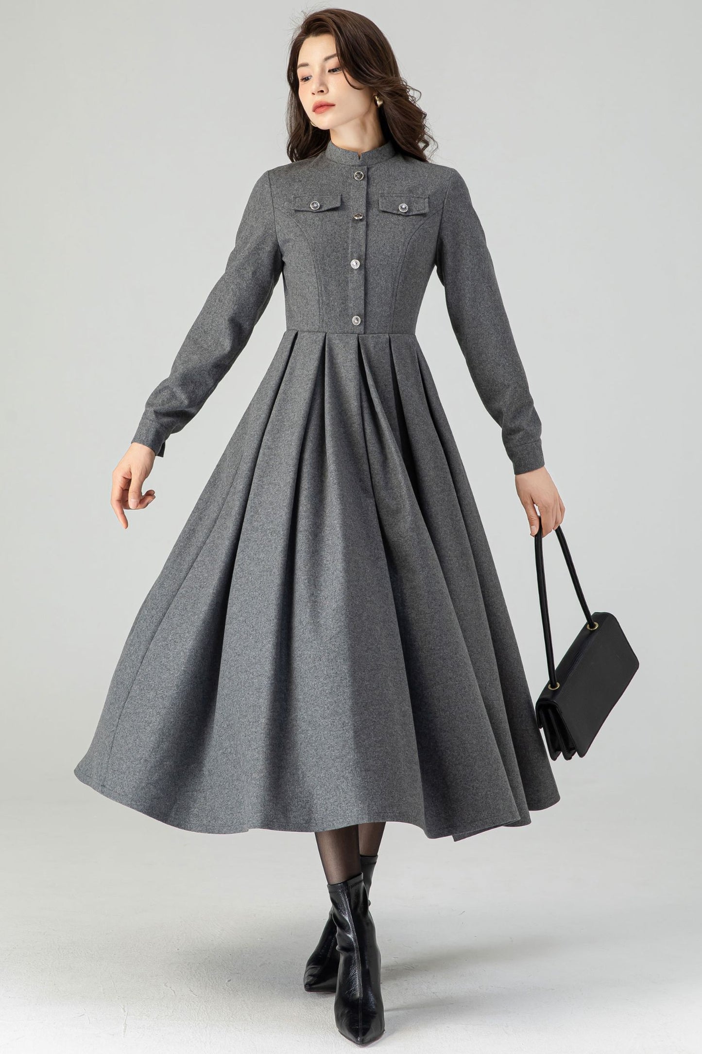 Autumn Gray Wool Dress C3611 -Size XS US2 #CK2301266