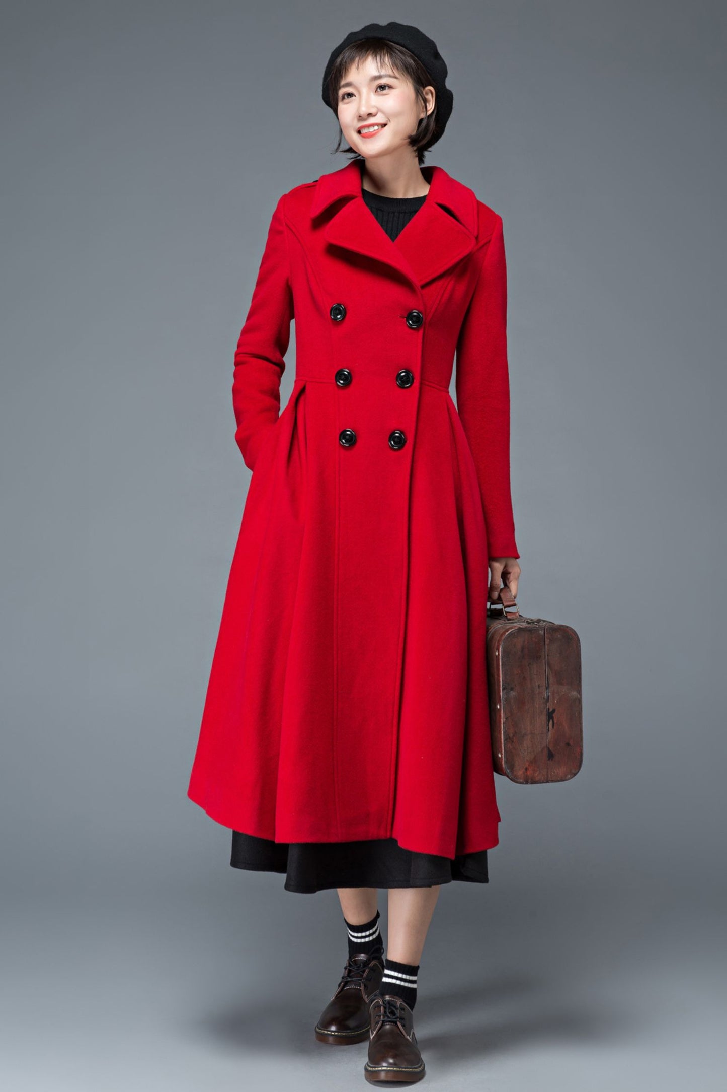 Fit and flare princess winter wool coat C1199