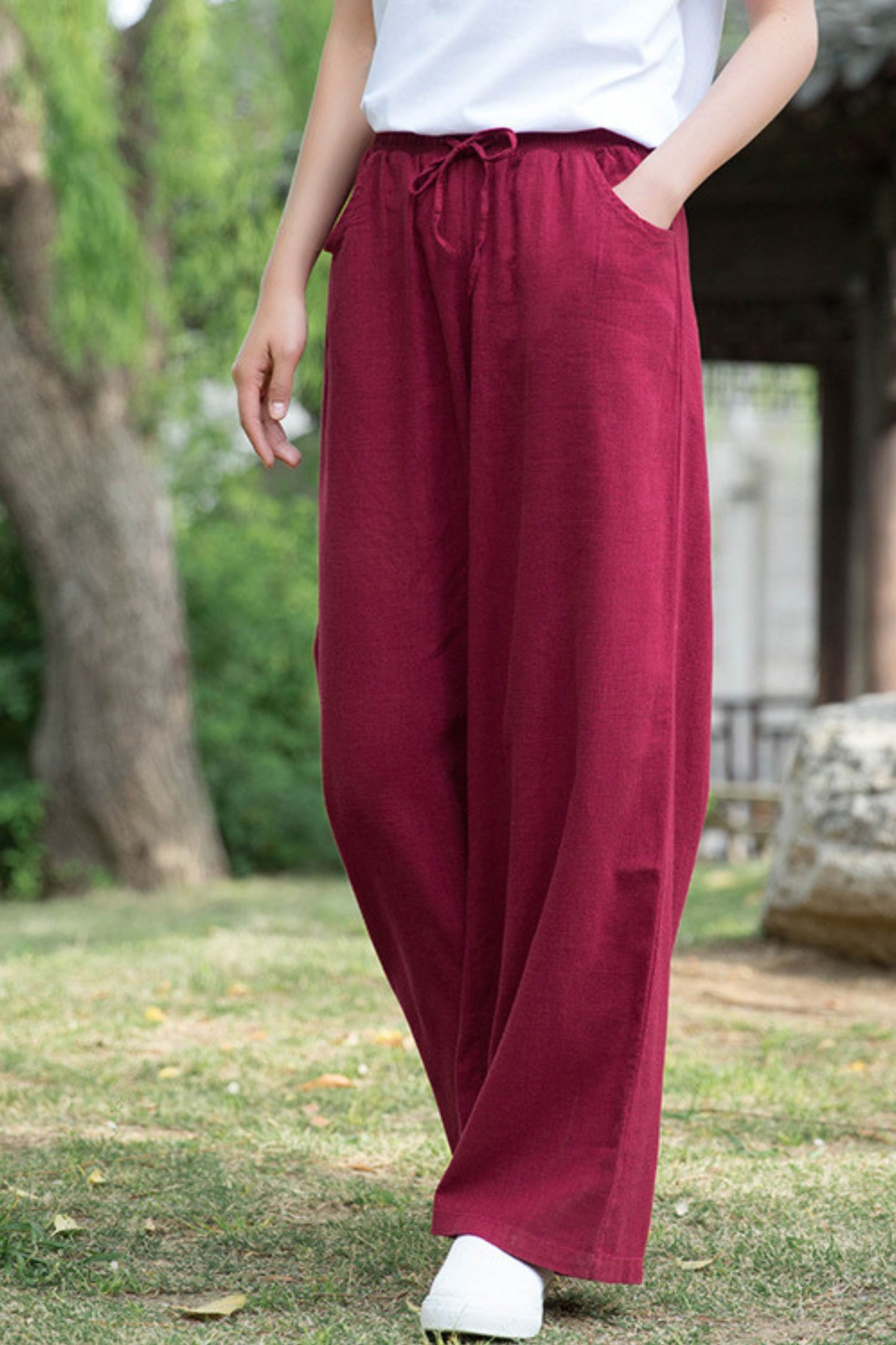 spring and summer cotton and linen wide-legged pants TT0019
