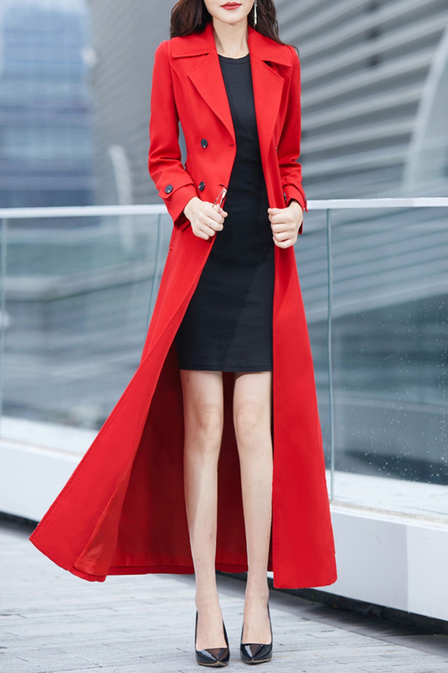 Trench Coat Women, Double Breasted Coat C4155