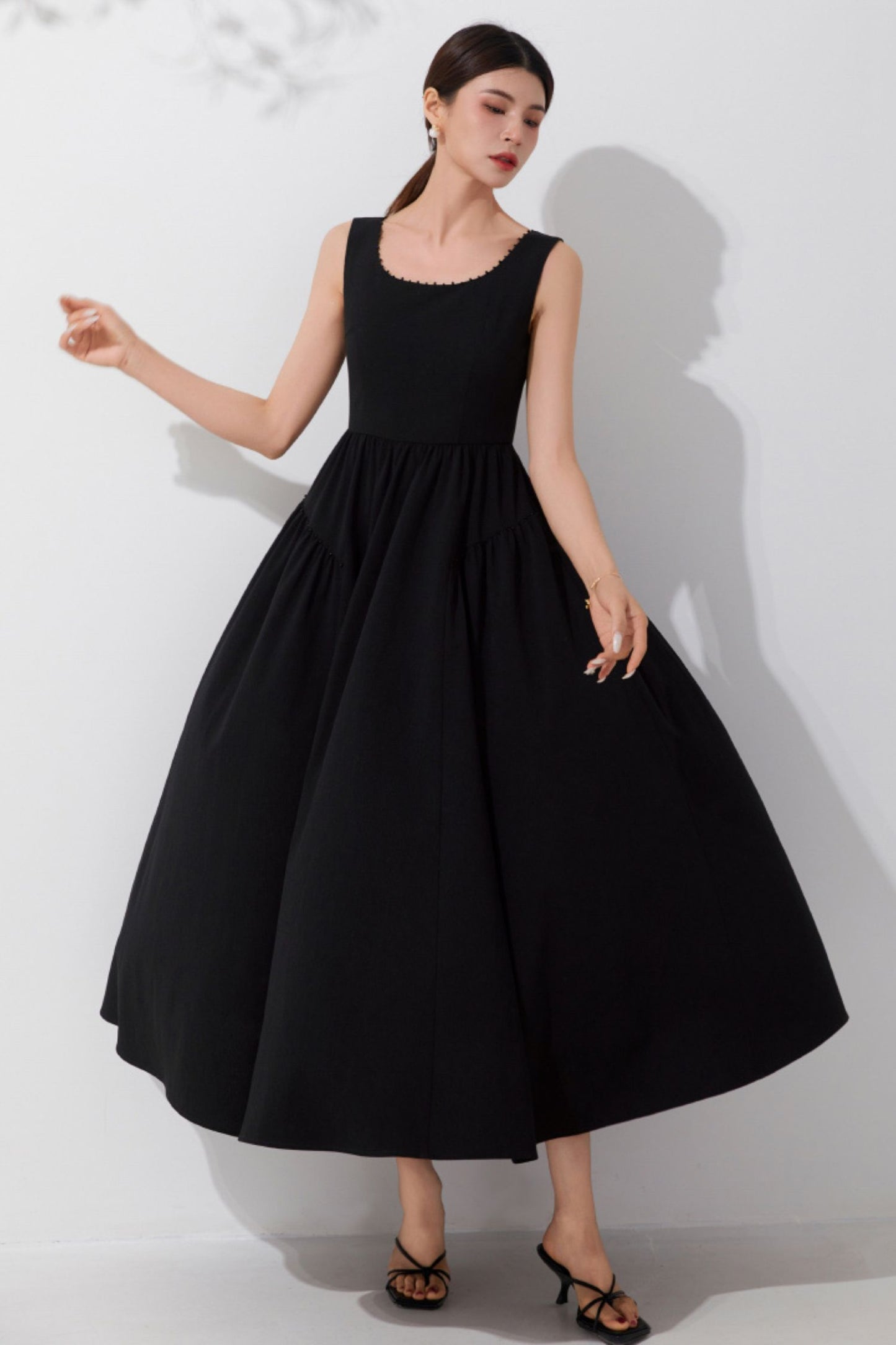 Summer Women's Black Sleeveless Dress C4129