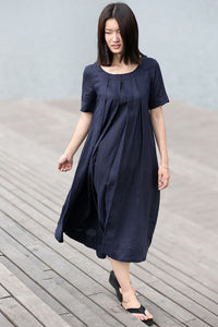 Loose fit summer linen dress C270