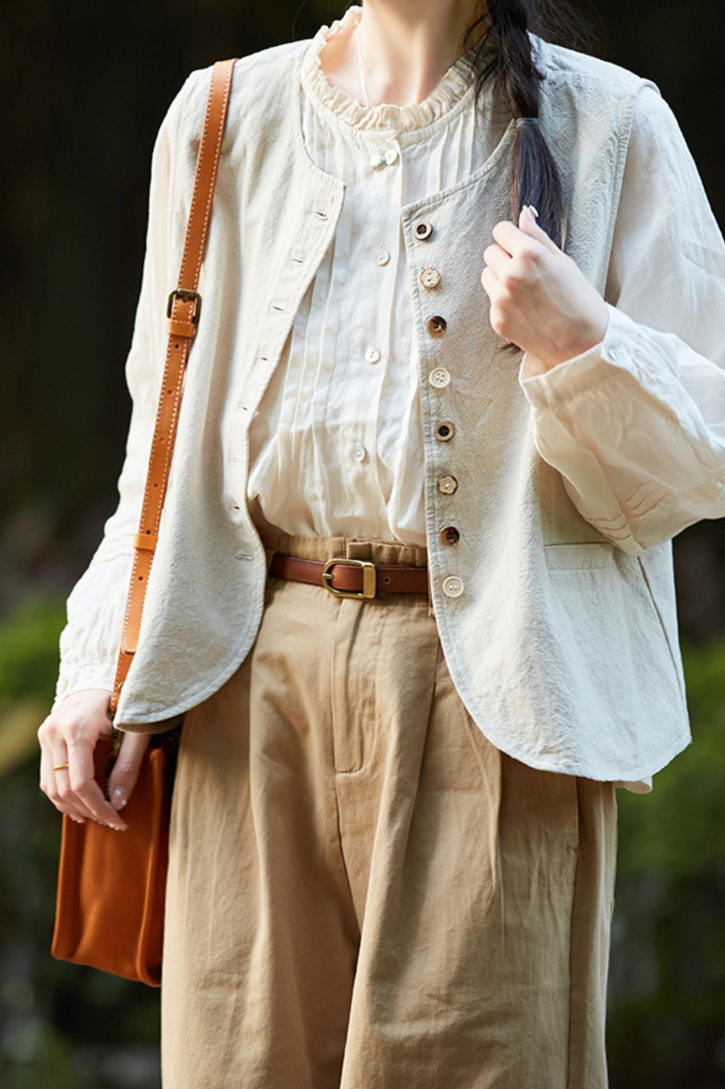 French lace collar sweet linen shirt TT0026