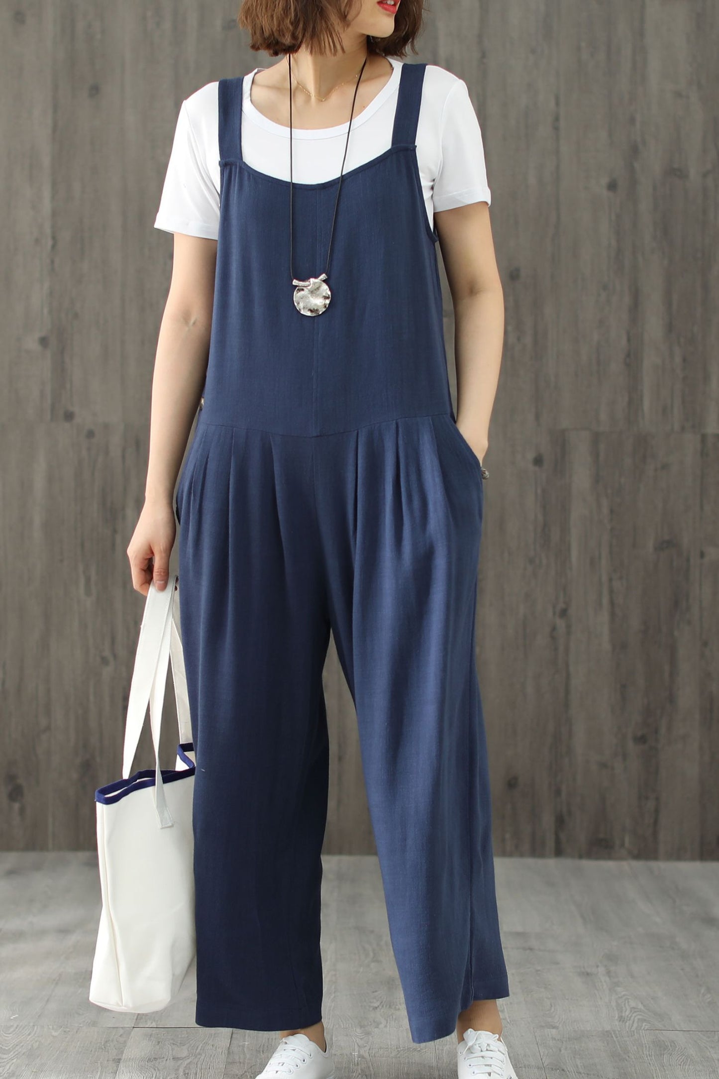 Blue Casual Linen Jumpsuits C1946