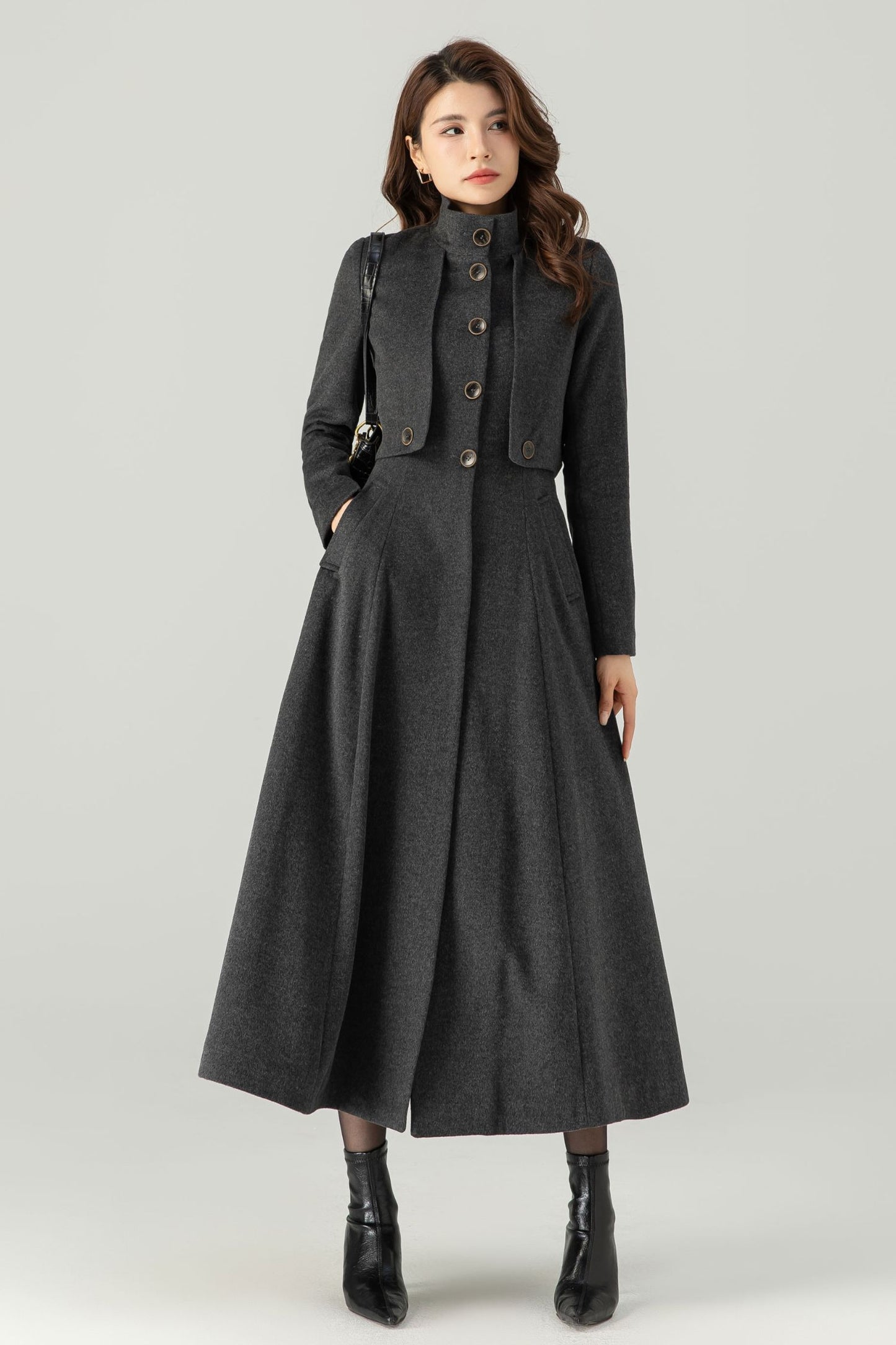 Winter Grey Wool Coat C3705