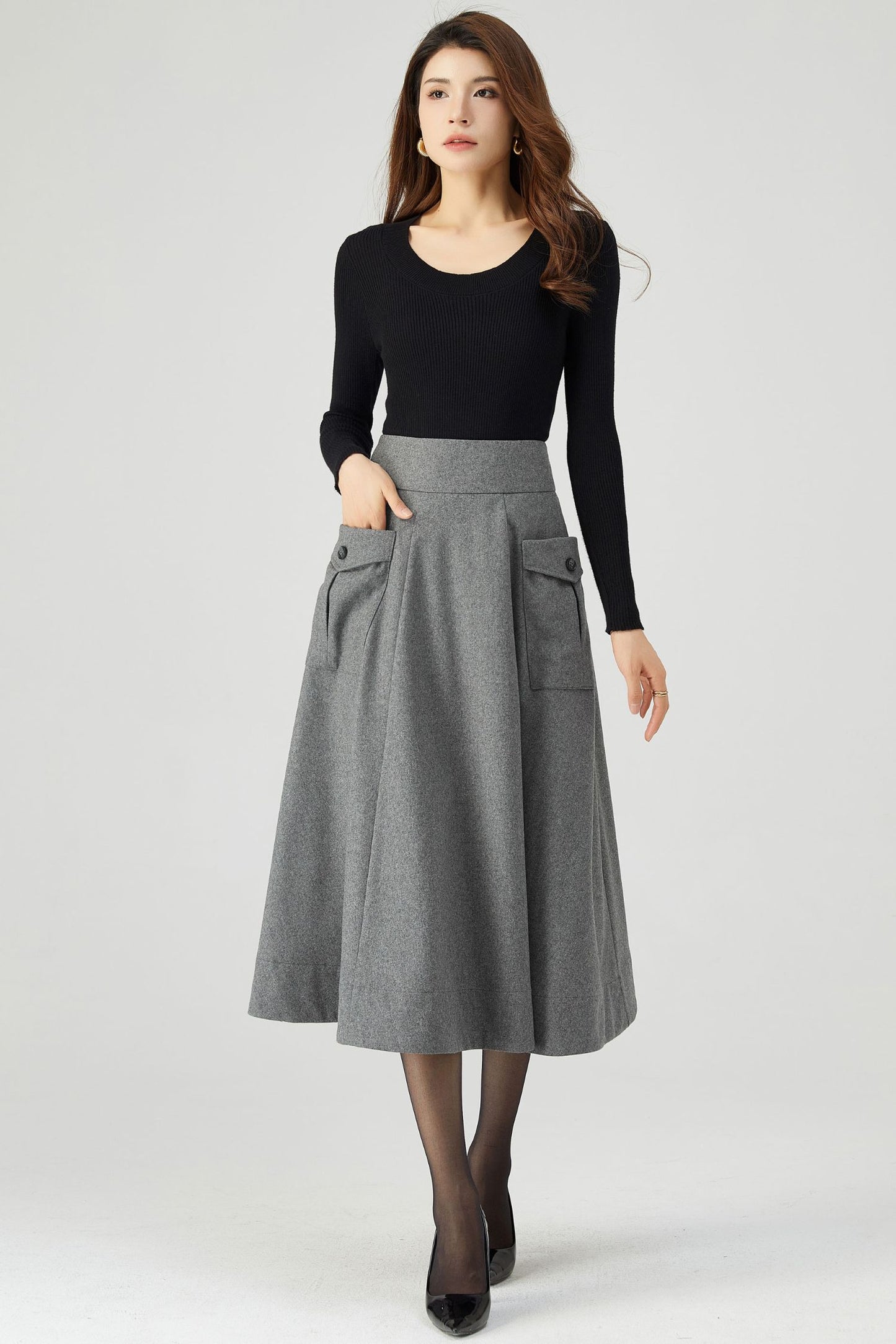 Winter Wool Grey Skirt C3554