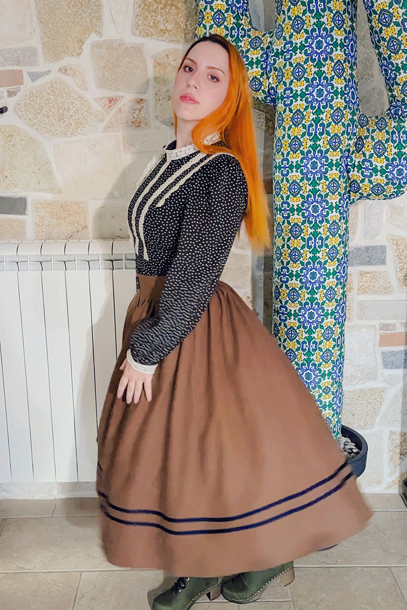 Button Wool Skirt, Brown Skirt Women C3776