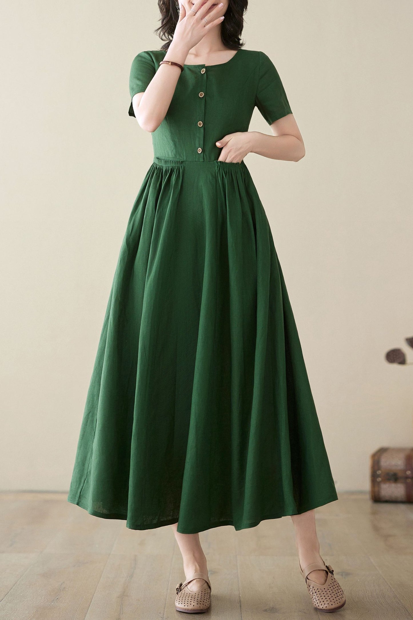 Women's Summer Swing Linen Dress C3950 - Size S(US4) #CK2400219