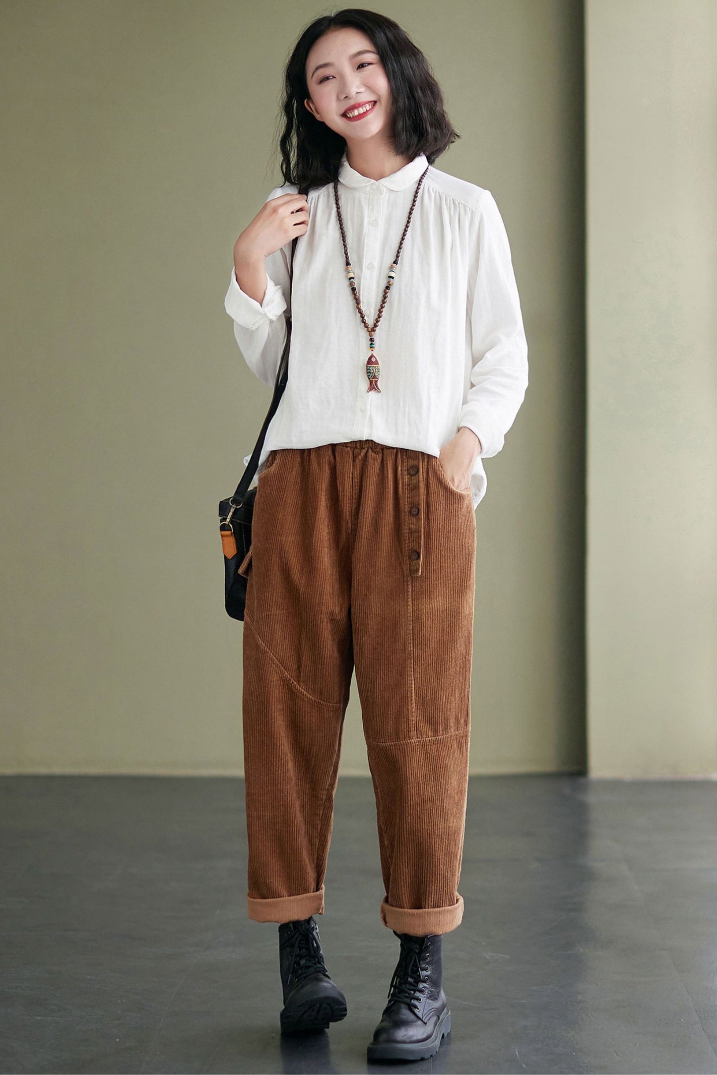 Button Down White Shirt women C2453