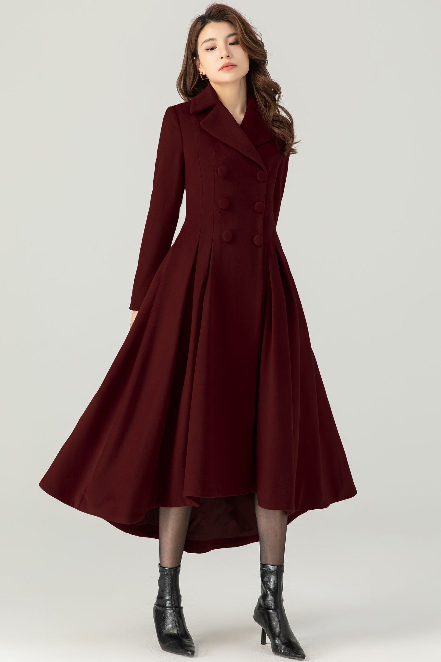 Womens Princess Burgundy Wool Coat C4521