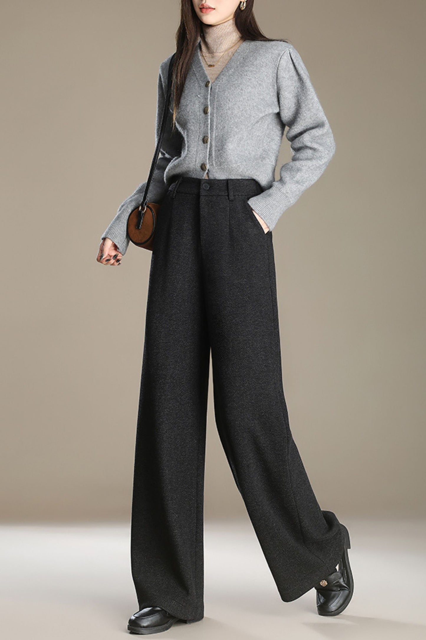 Wide leg autumn/winter wool pants c5092