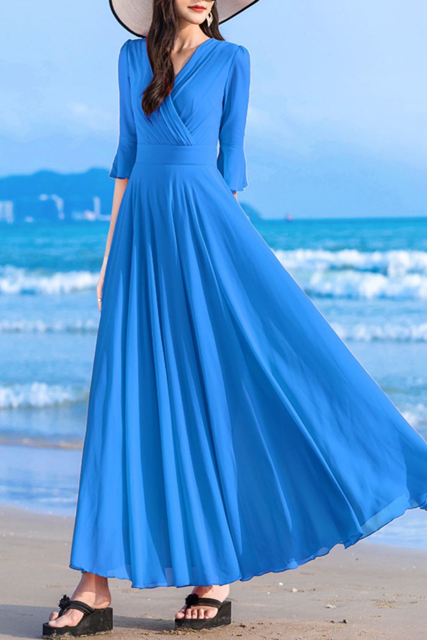 summer new long chiffon dress C4034