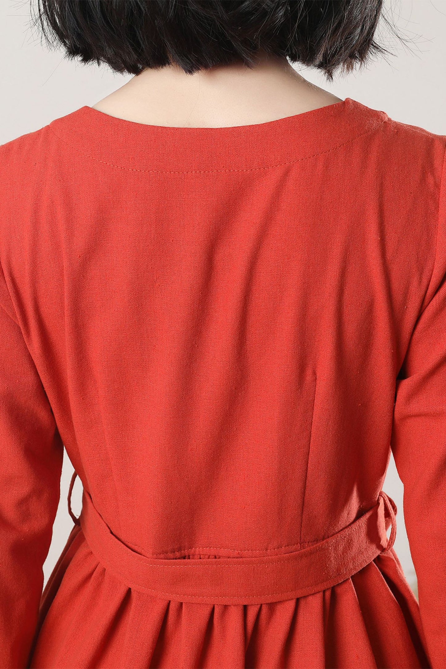 Women's Orange Linen Long Dress C3264