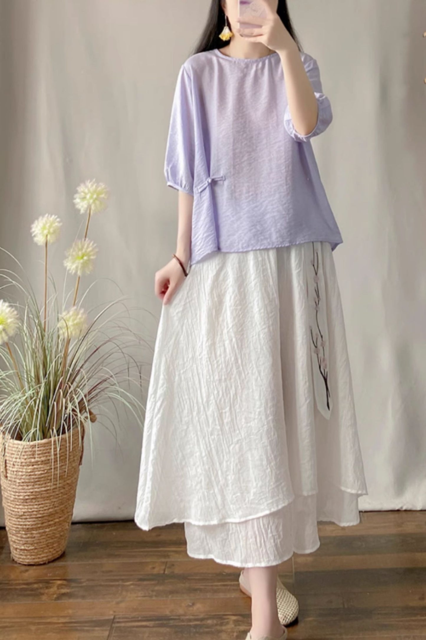 Loose fitting casual summer linen blouse C5052