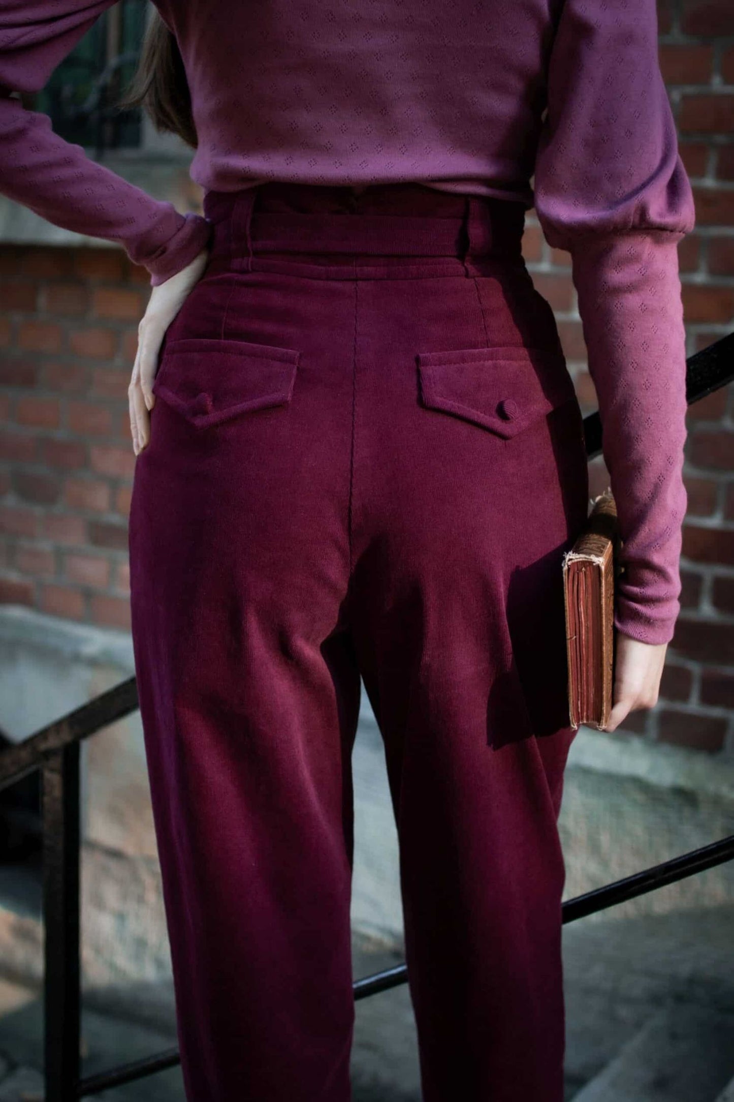 High waist corduroy long pants women TT0124