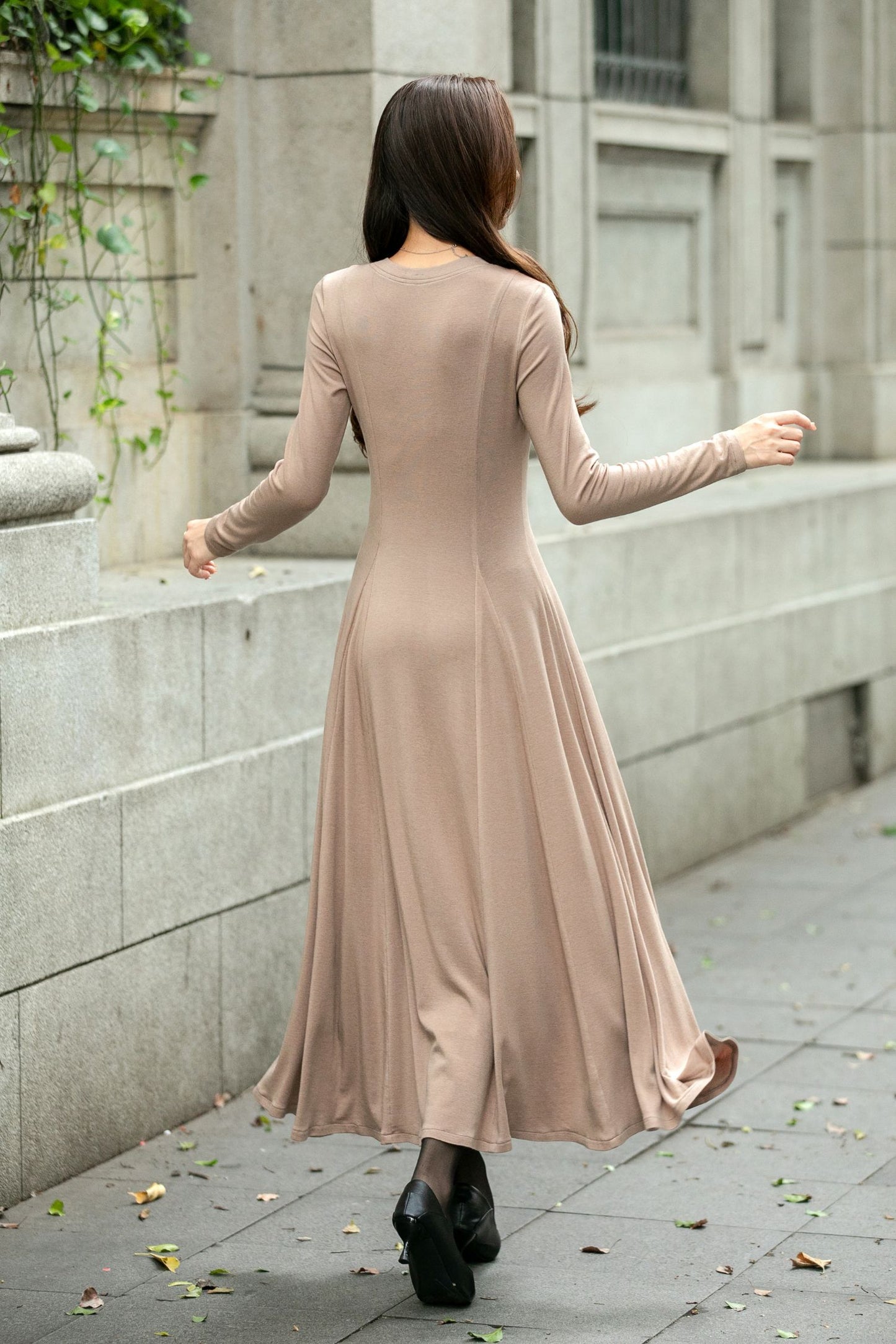 Swing elegant autumn knit dress C4507