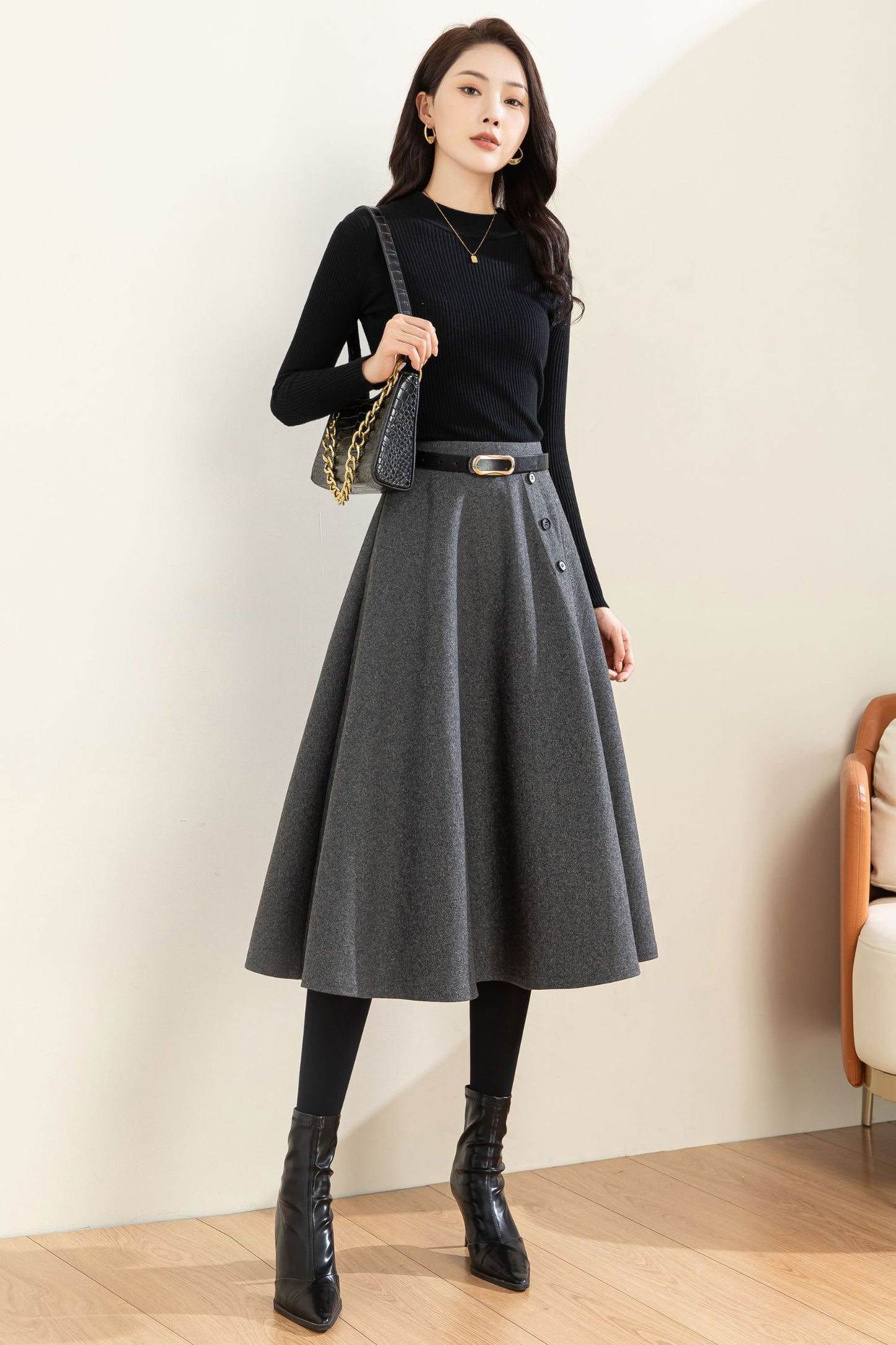 Autumn Winter A line Wool Skirt C3601 -Size XS US2 #CK2301186