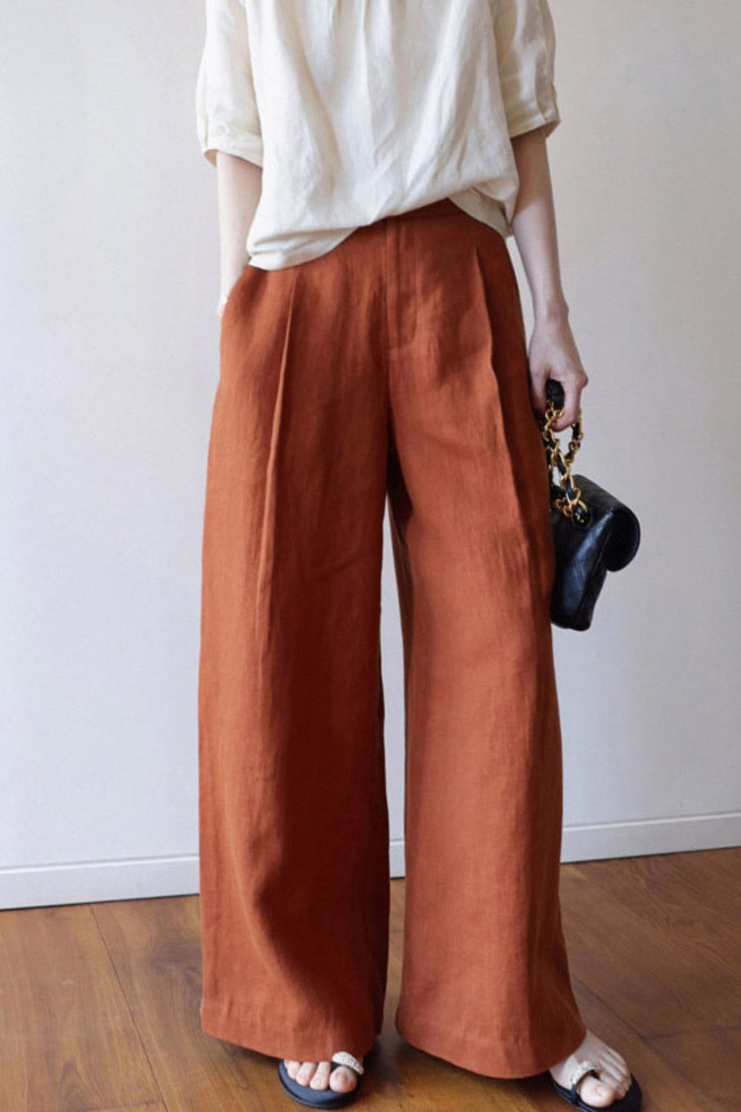 Wide Leg Linen Pants, Women's Linen Pants C3170