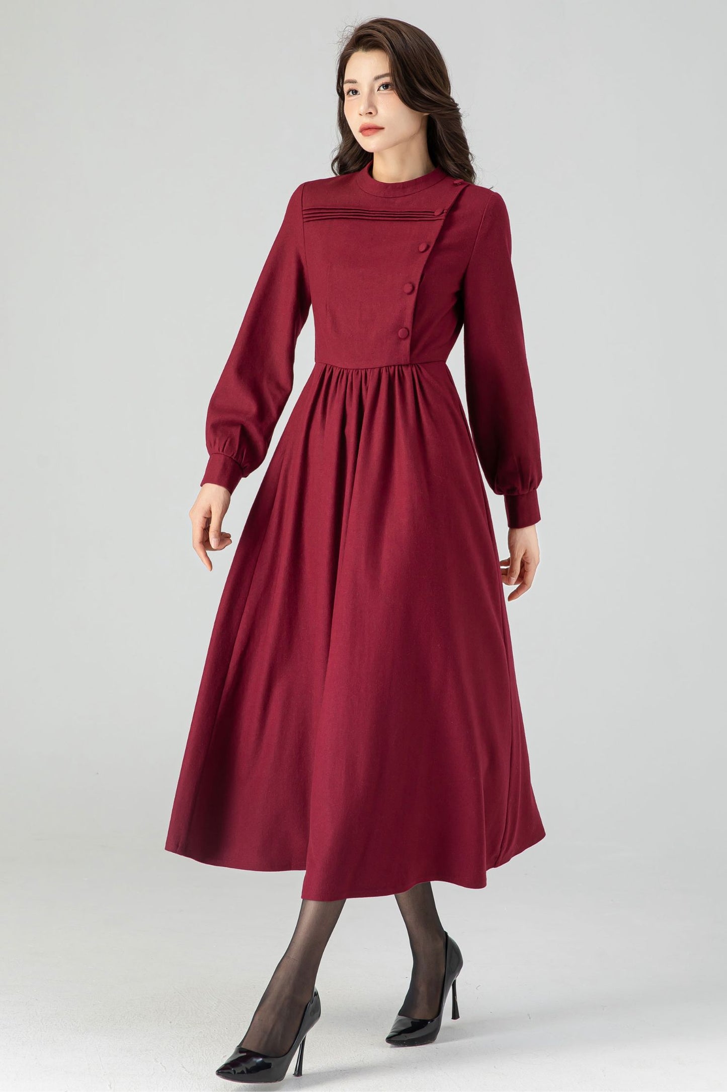 Burgundy Fit and Flare Dress C3608 -Size XS us0 #CK2301041
