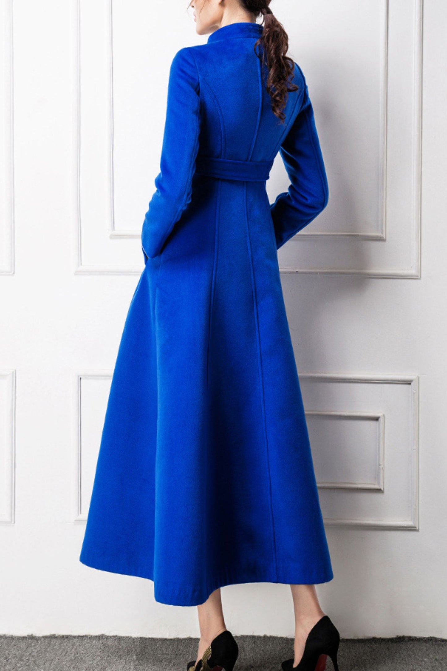 Women's Autumn and winter Blue wool coat C4281