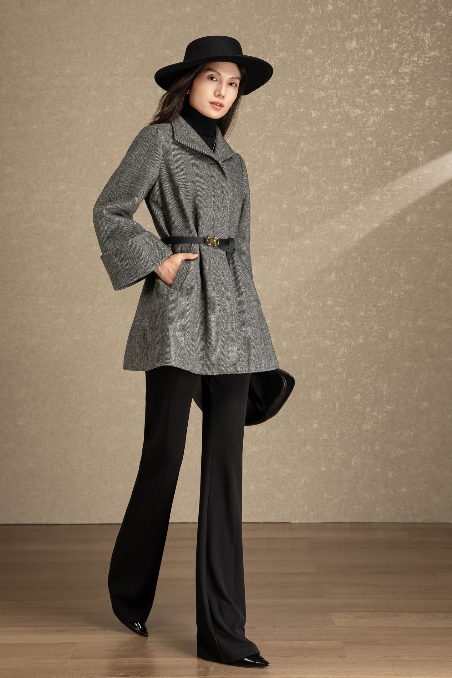 Casual winter short wool coat women C4487