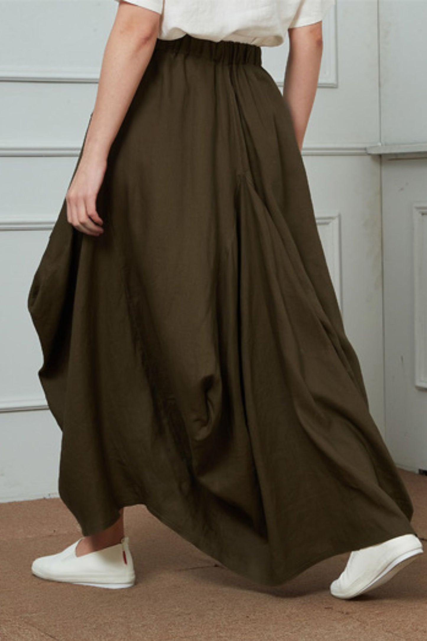 Linen Irregular Fold Loose Plus Size Skirt C1463