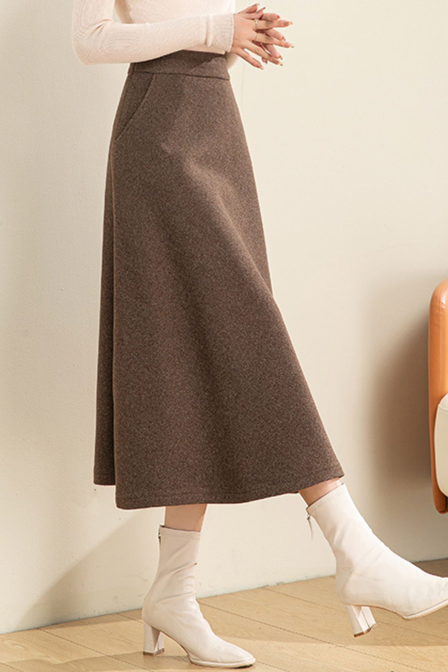 High Waisted Wool Skirt C3556