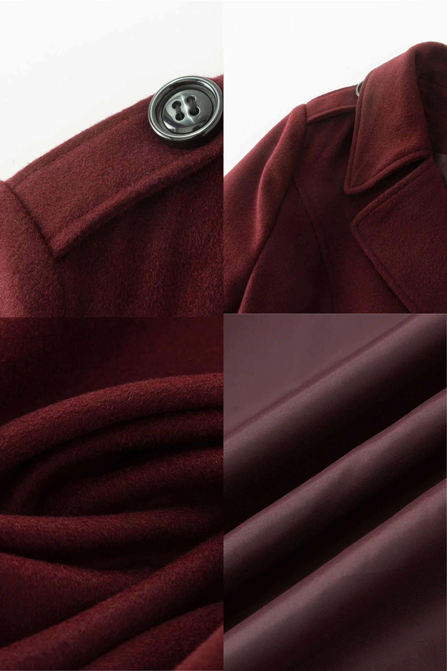 Long Swing Princess Burgundy Wool Coat C4411