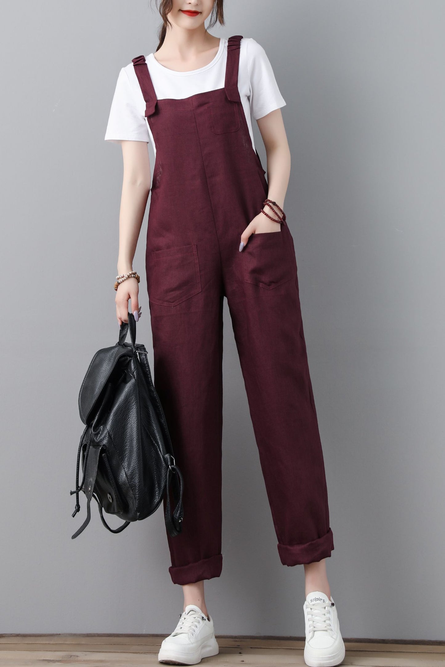 Burgundy spring plus size jumpsuits C2308