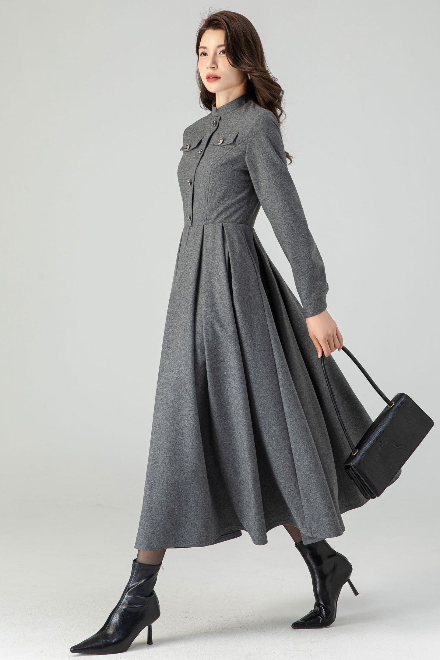 Autumn Gray Wool Dress C3611 -Size XS US2 #CK2301266