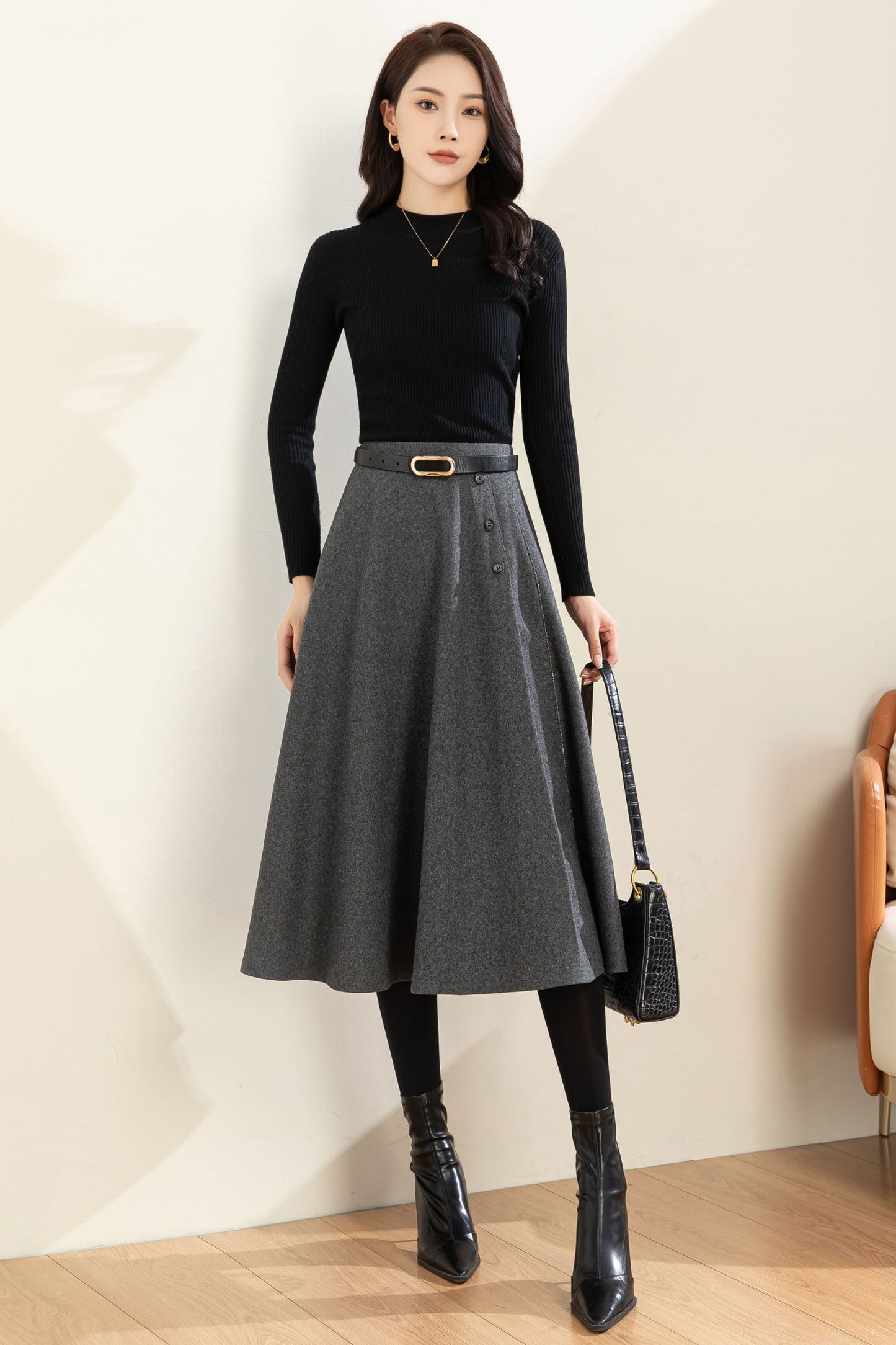 Autumn Winter A line Wool Skirt C3601 -Size XS US2 #CK2301186